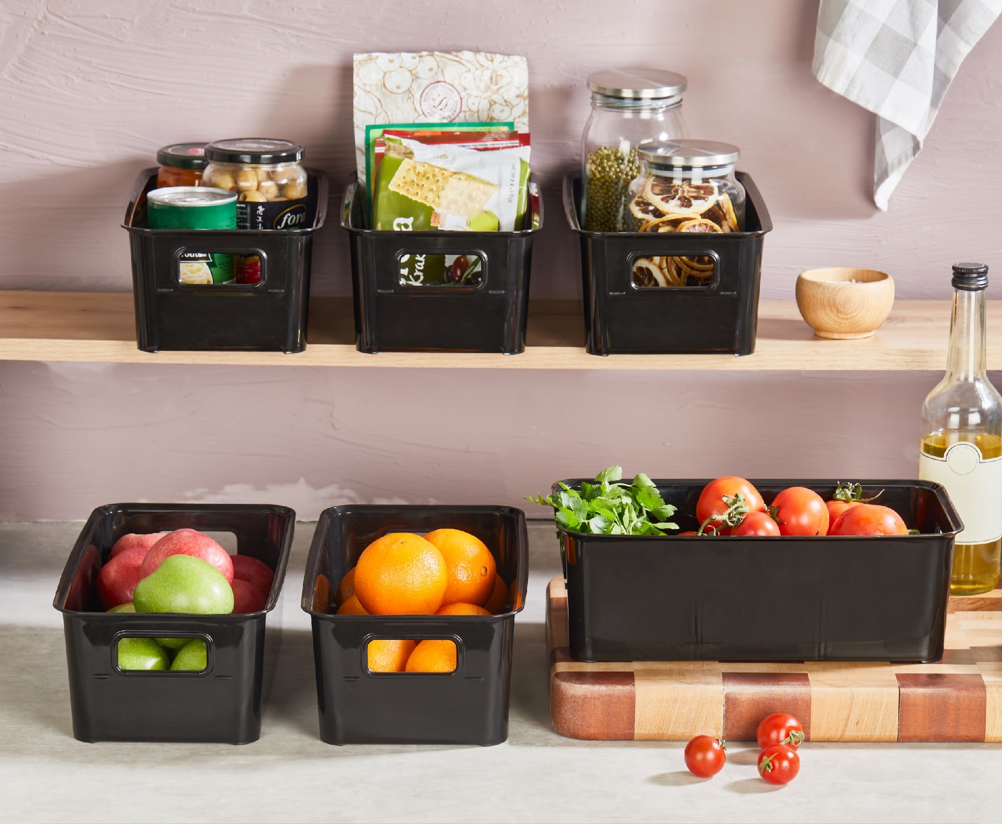 Conjunto organizador de frigorífico – 17 x 31 x 10.5 cm – Preto – Plástico