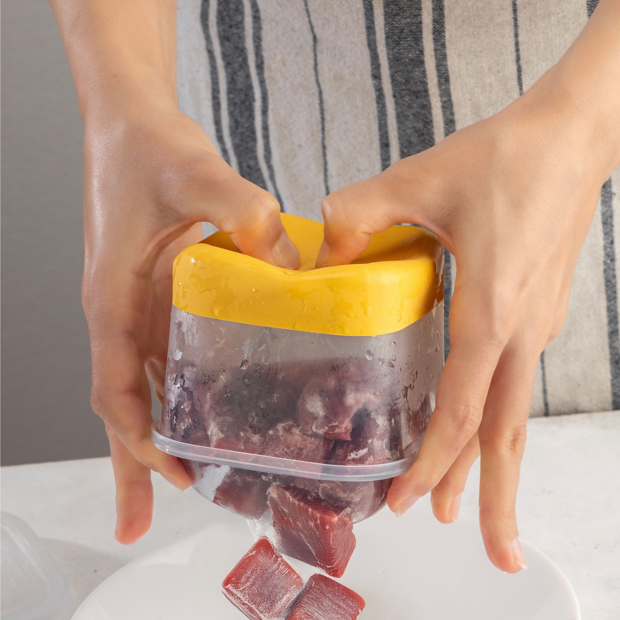 Conjunto organizador de geladeira (12 peças)-4A4B4C-Amarelo
