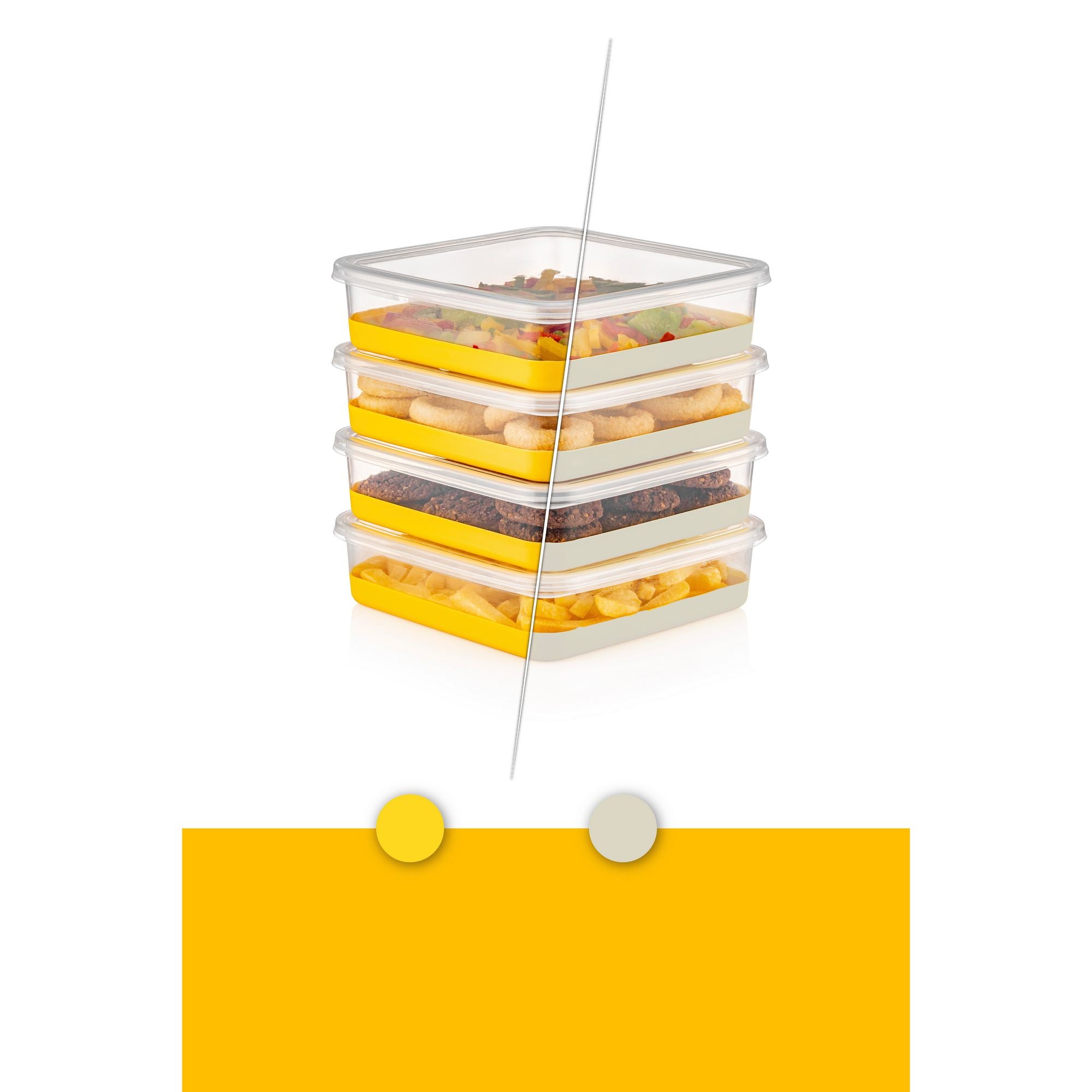 Conjunto organizador de geladeira (12 peças)-4A4B4C-Amarelo