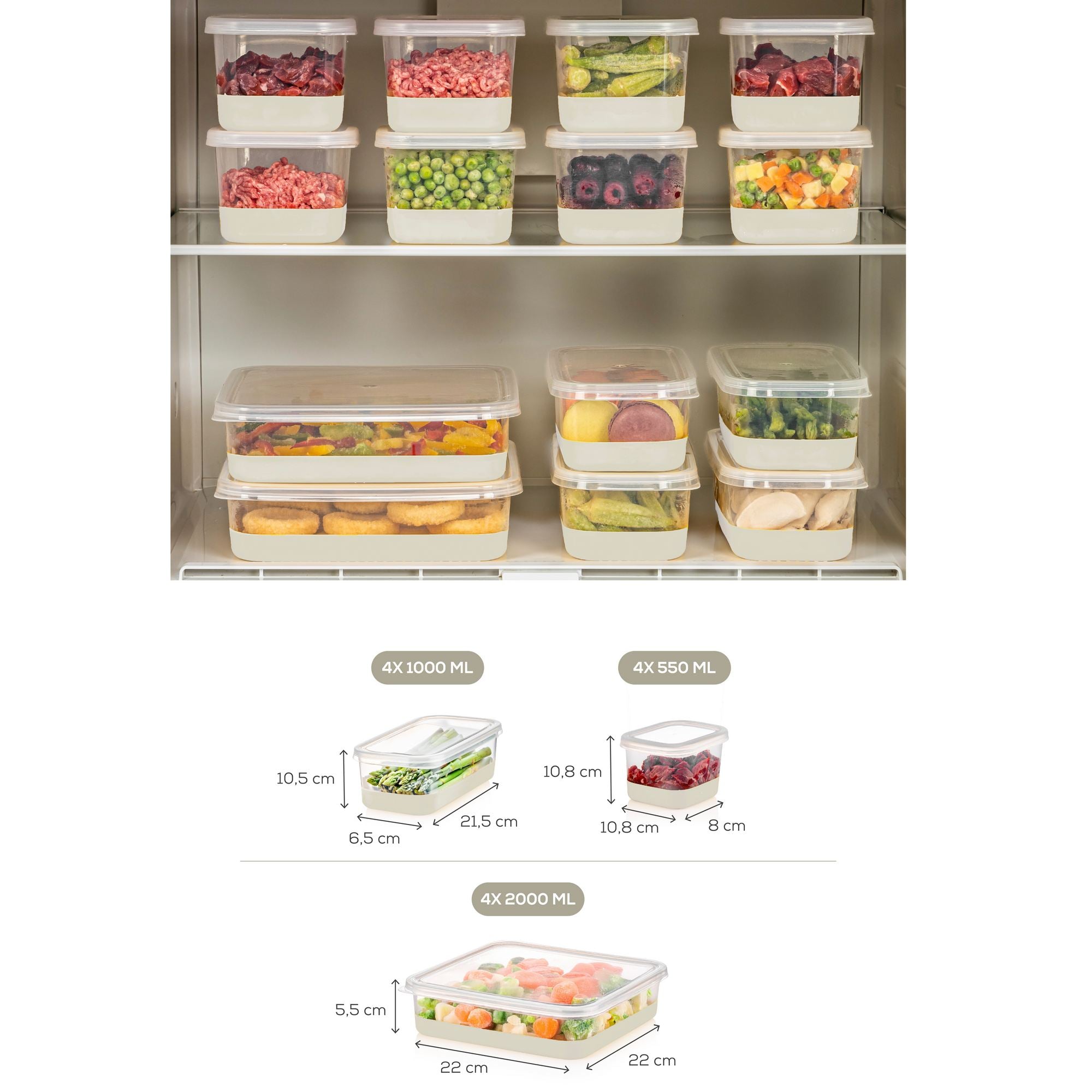 Conjunto organizador de geladeira (12 peças)-4A4B4C-Cinza
