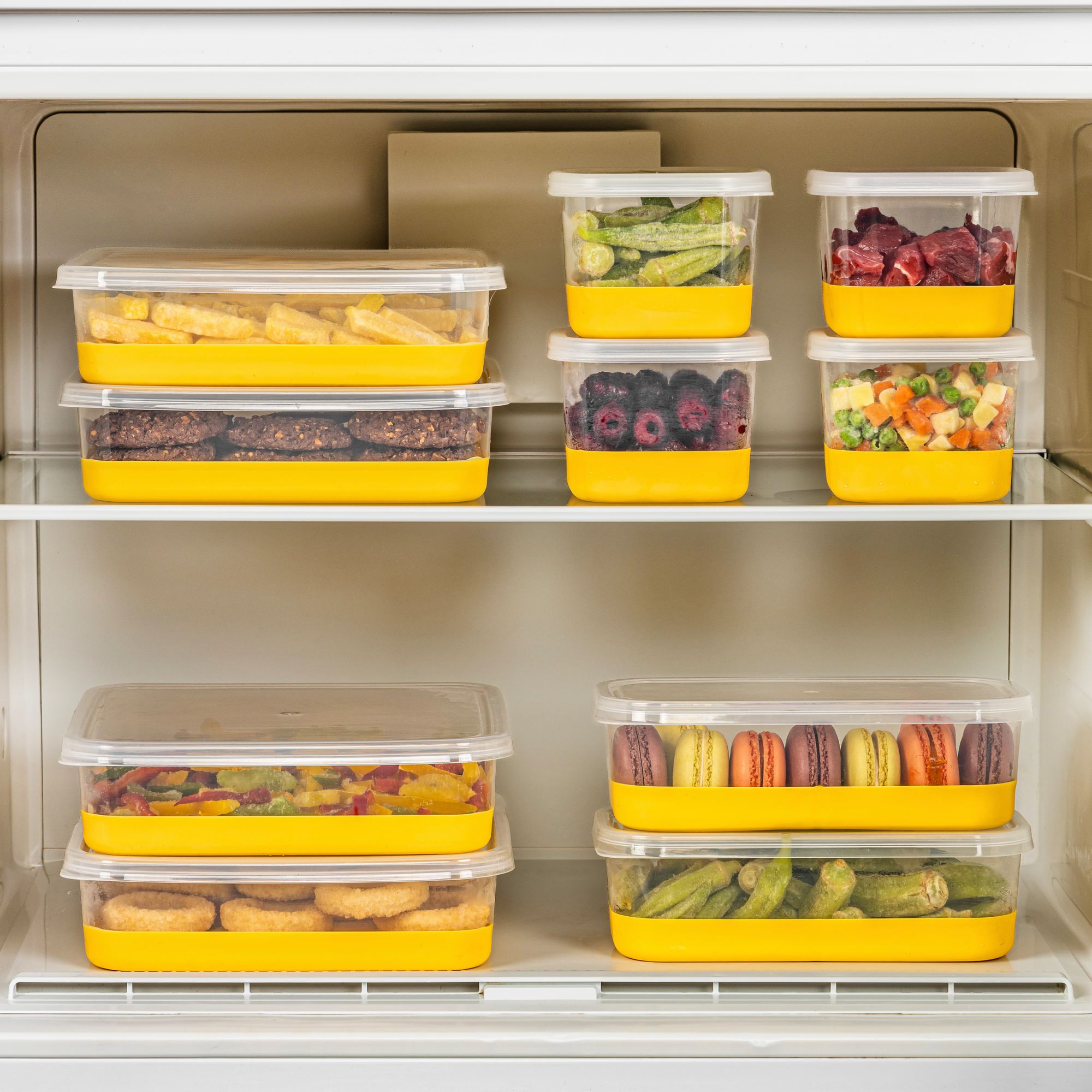 Conjunto organizador de geladeira (10 peças)-4A2B4C-Amarelo