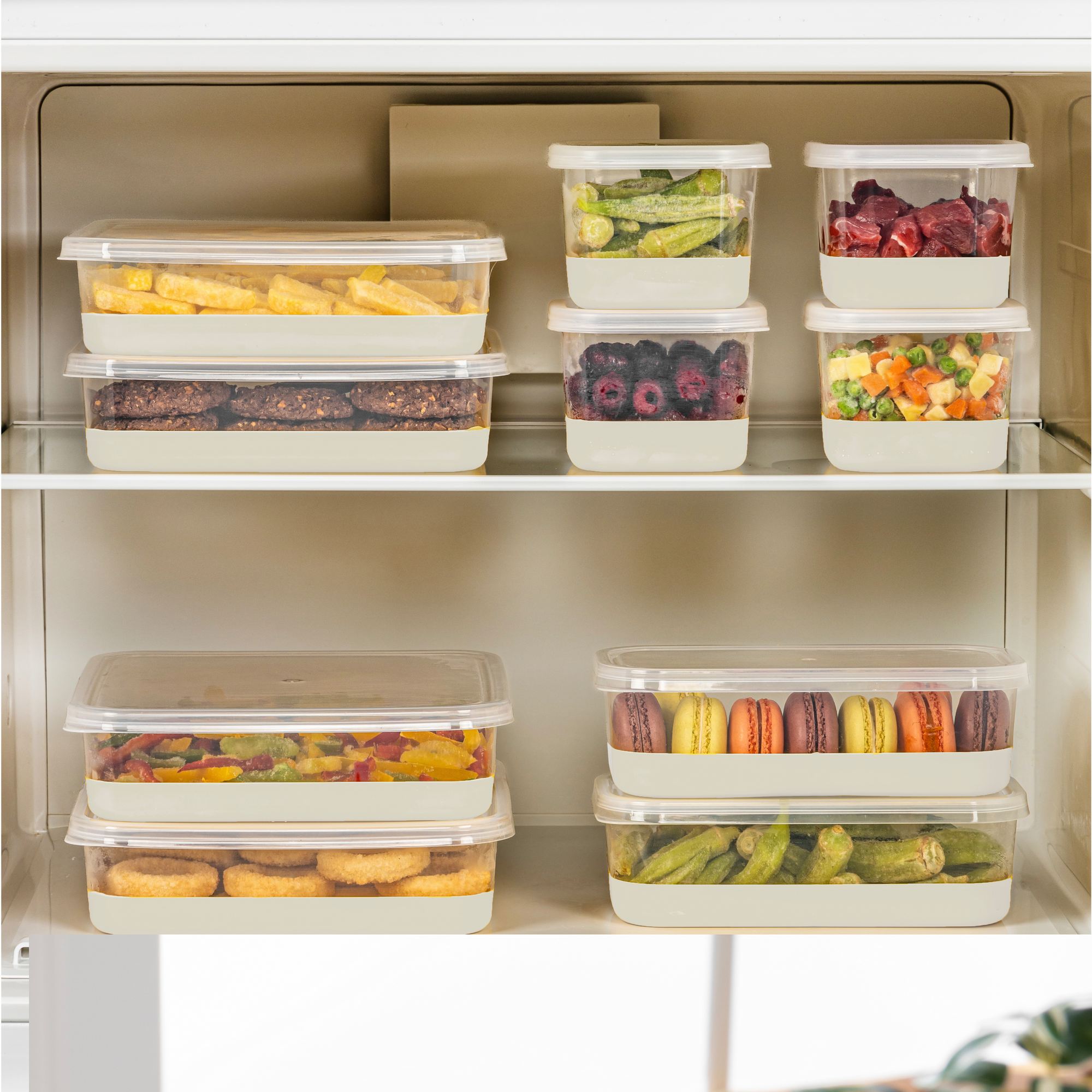 Conjunto organizador de geladeira (10 peças)-4A2B4C-Cinza