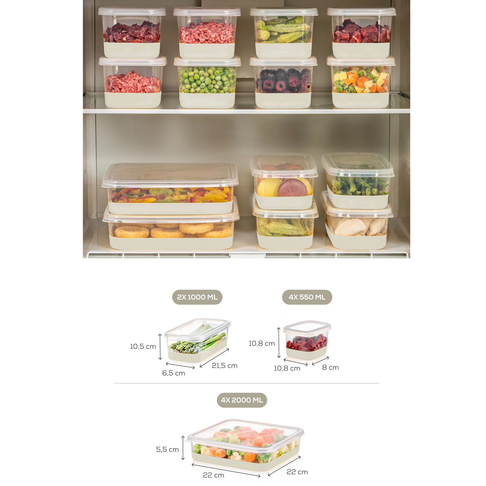 Conjunto organizador de geladeira (10 peças)-4A2B4C-Cinza