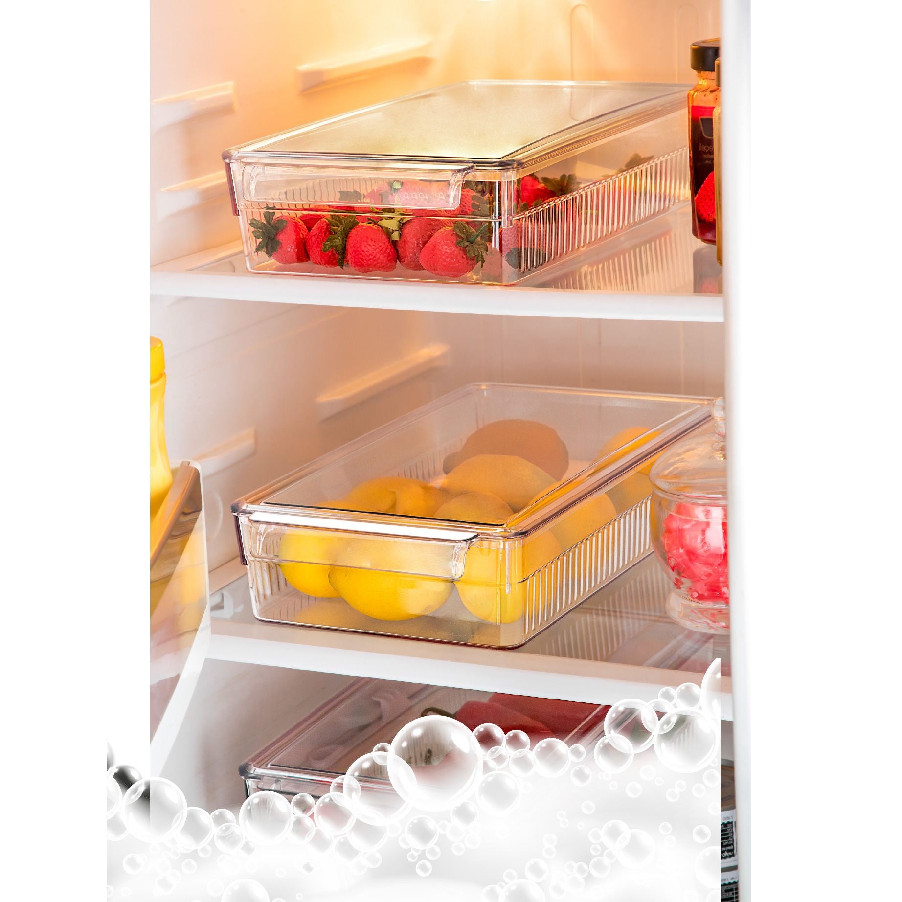 Conjunto organizador de geladeira (3 peças)-F-226-Transparente