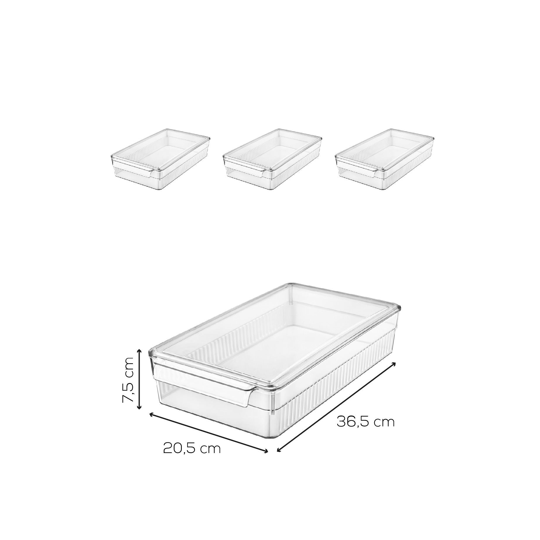 Conjunto organizador de geladeira (3 peças)-F-226-Transparente
