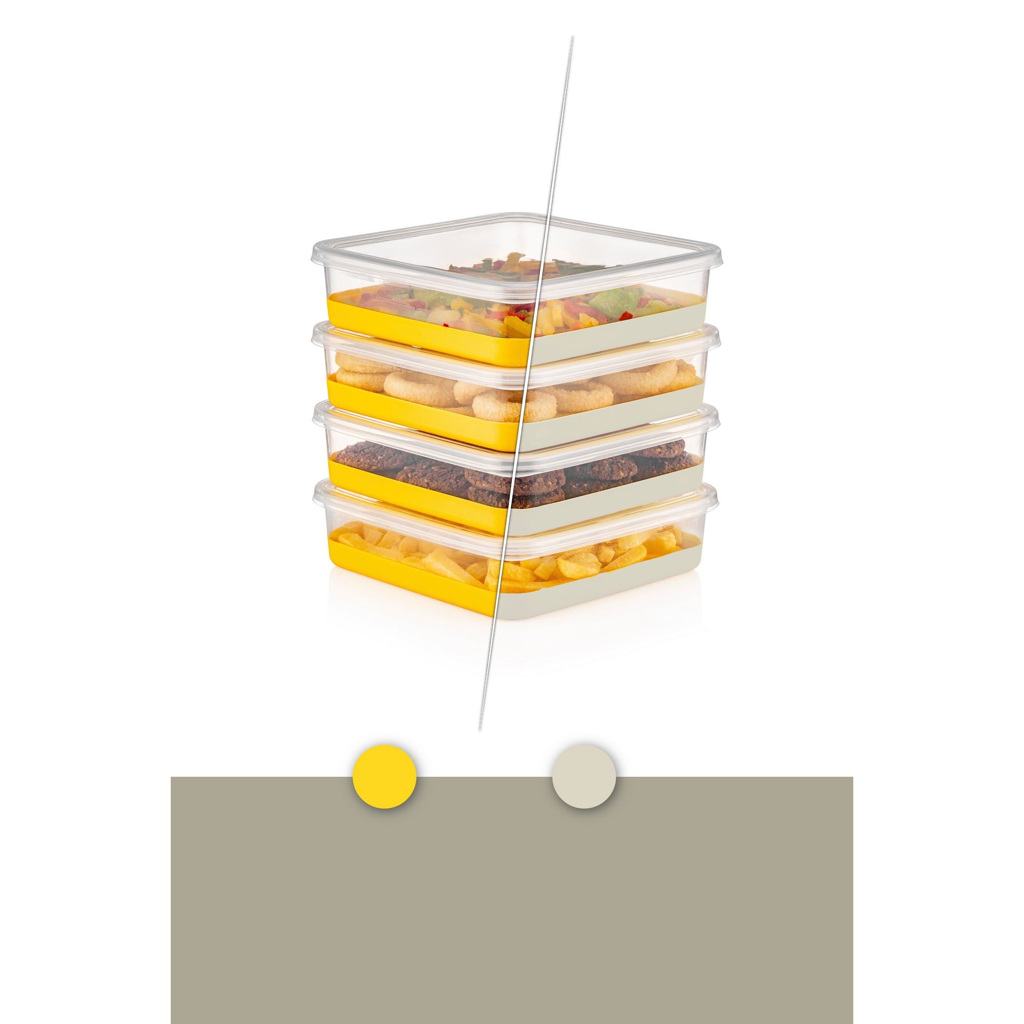 Conjunto organizador de geladeira (4 peças)-4C-Cinza