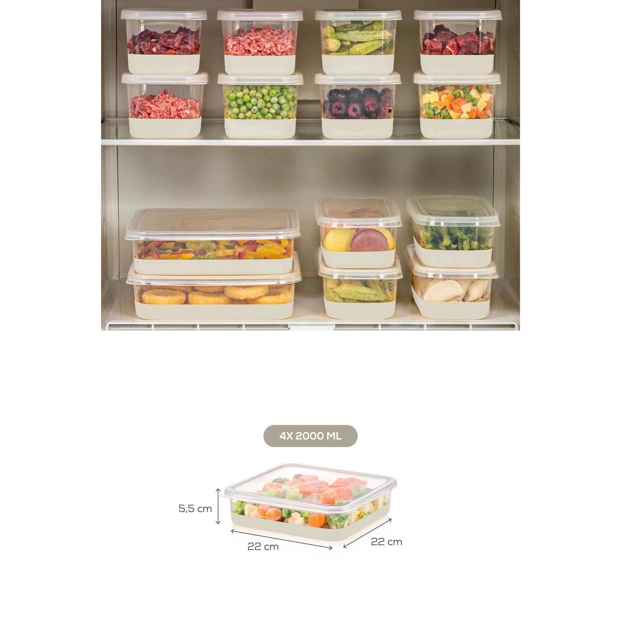 Conjunto organizador de geladeira (4 peças)-4C-Cinza