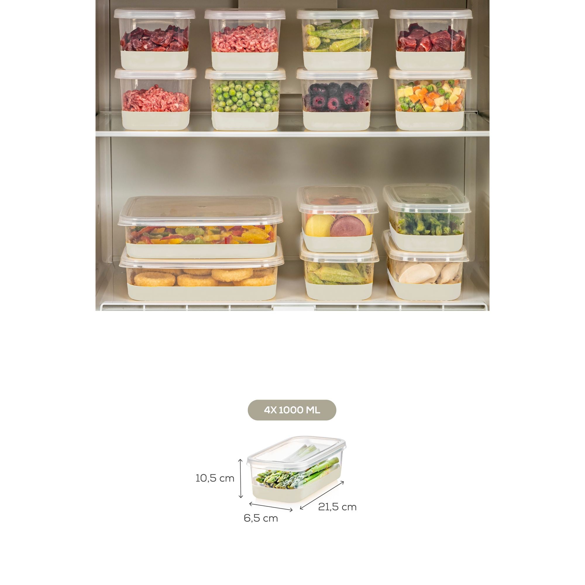 Conjunto organizador de geladeira (4 peças)-4B-Cinza