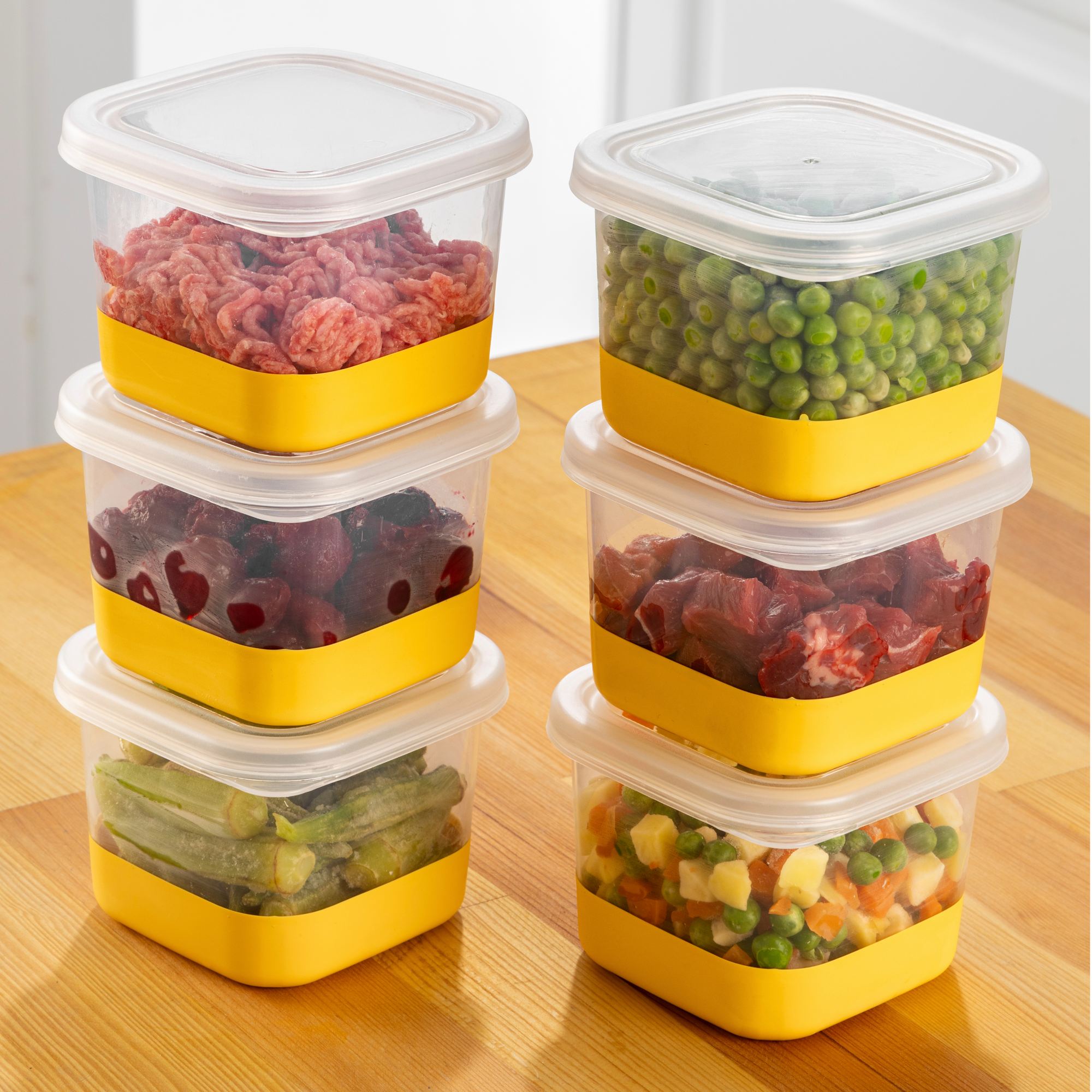 Conjunto organizador de geladeira (6 peças)-6A-Amarelo