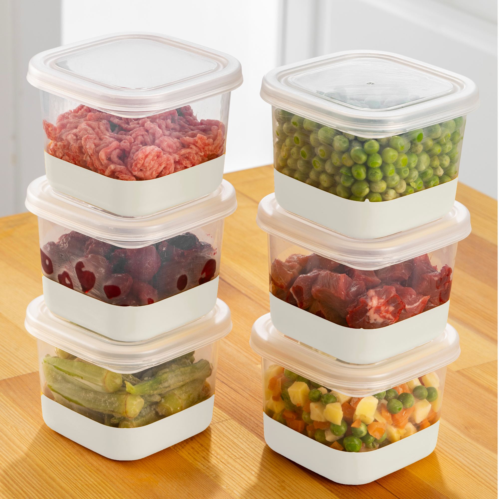 Conjunto organizador de frigorífico – 10.8 x 10.8 x 8 cm – Cinzento – Plástico