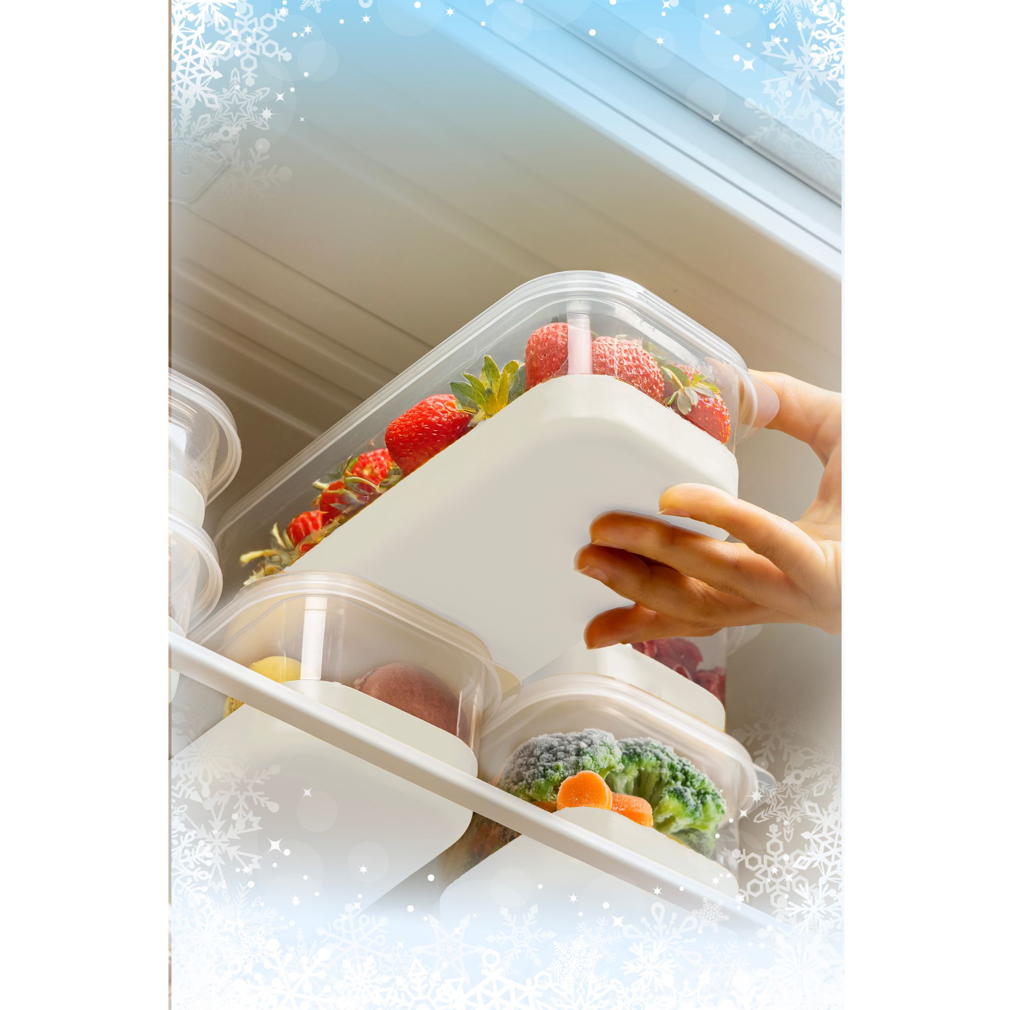 Conjunto organizador de frigorífico – 10.8 x 10.8 x 8 cm – Cinzento – Plástico