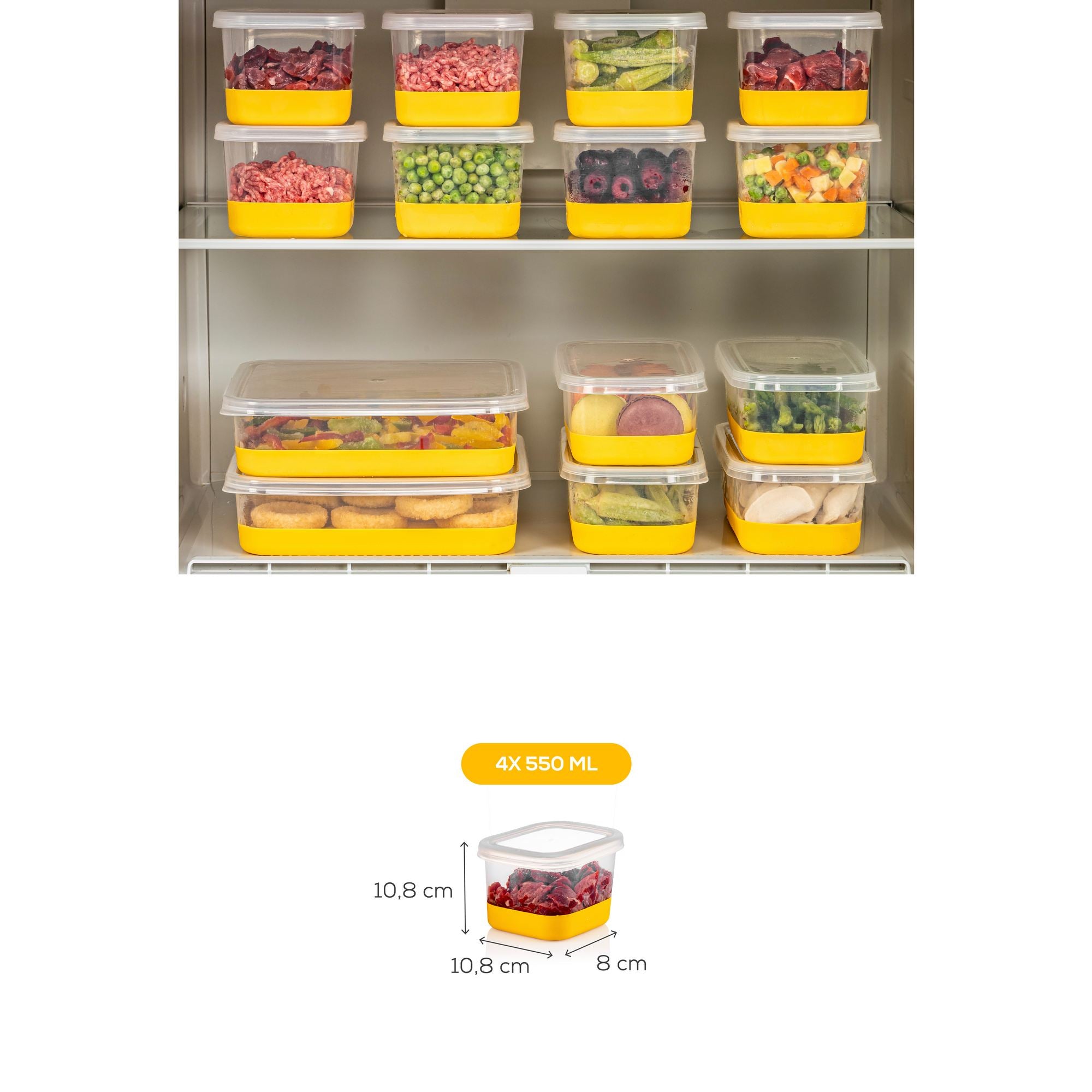 Conjunto organizador de geladeira (4 peças)-4A-Amarelo