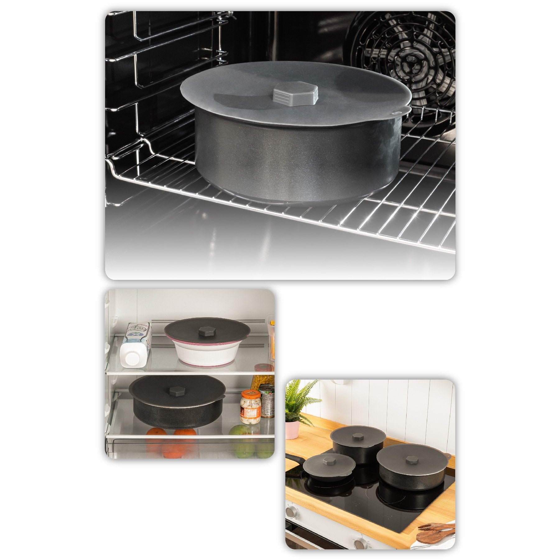 Conjunto Organizador – 30 x 30 x 1 cm, 25 x 25 x 1 cm, 21 x 21 x 1 cm – Antracite – Silicone