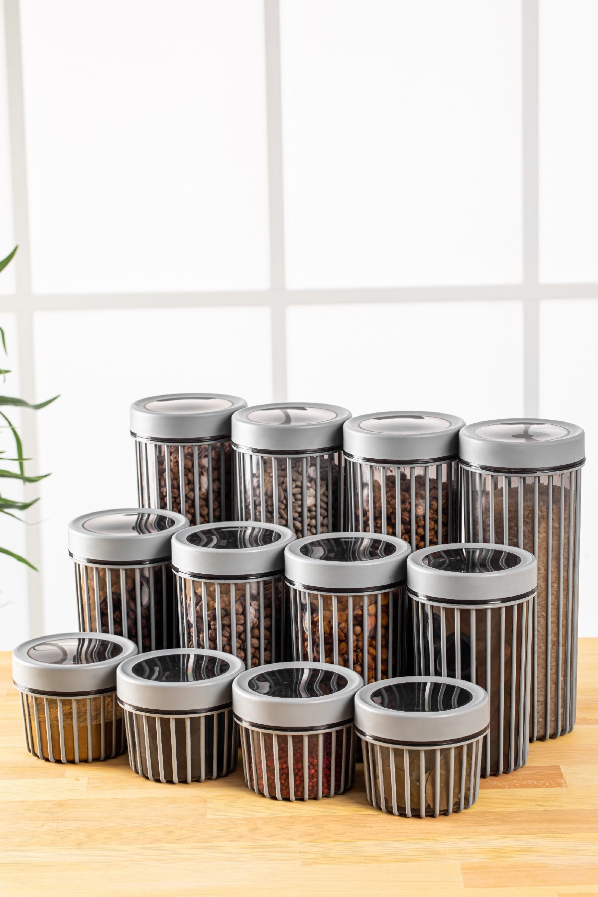 Conjunto de caixas de armazenamento (12 peças)-Lınea12Lıkrsk-Cinza