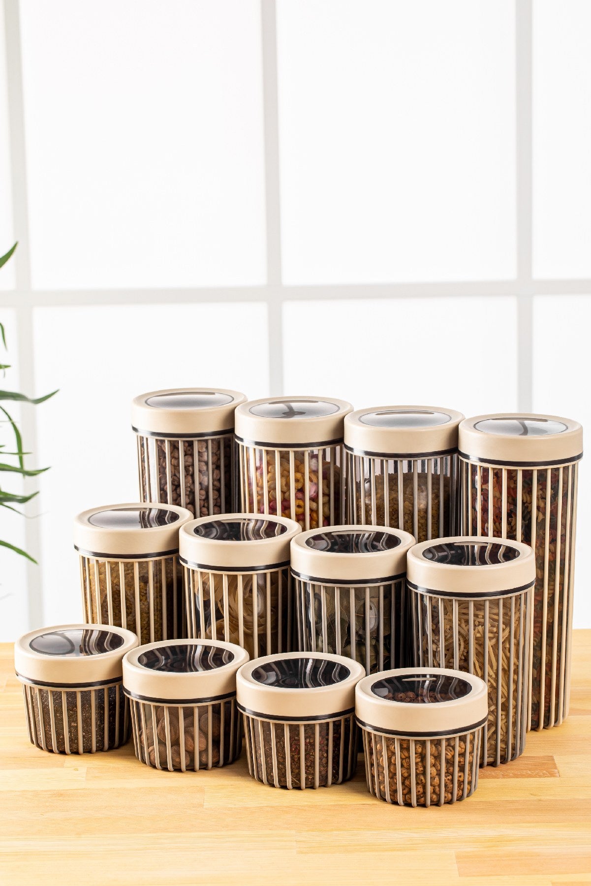 Conjunto de caixas de armazenamento (12 peças)-Lınea12Lıkrsk-Creme