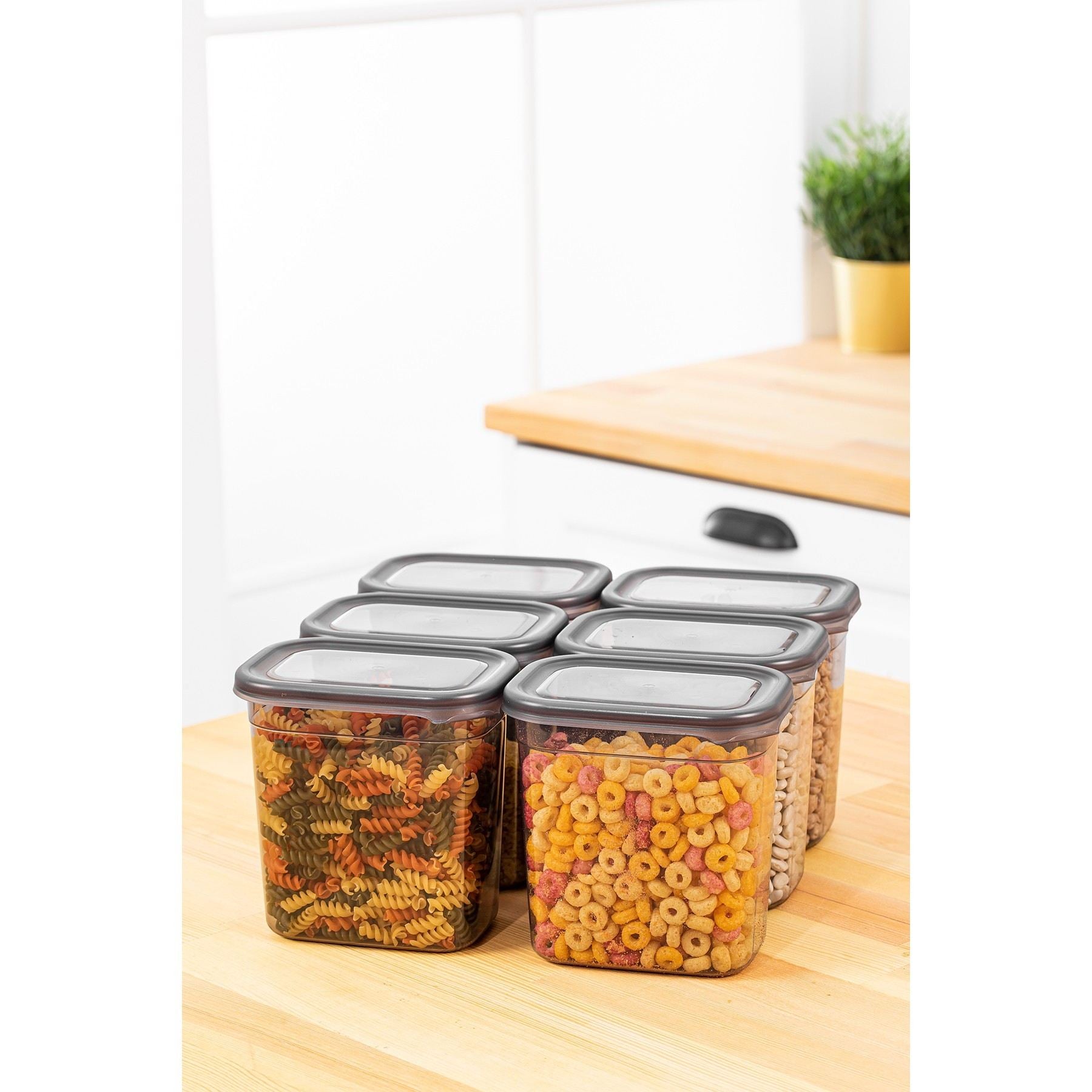 Conjunto de caixas de arrumação (6 peças) – 14 x 14 x 10 cm – Antracite – Plástico