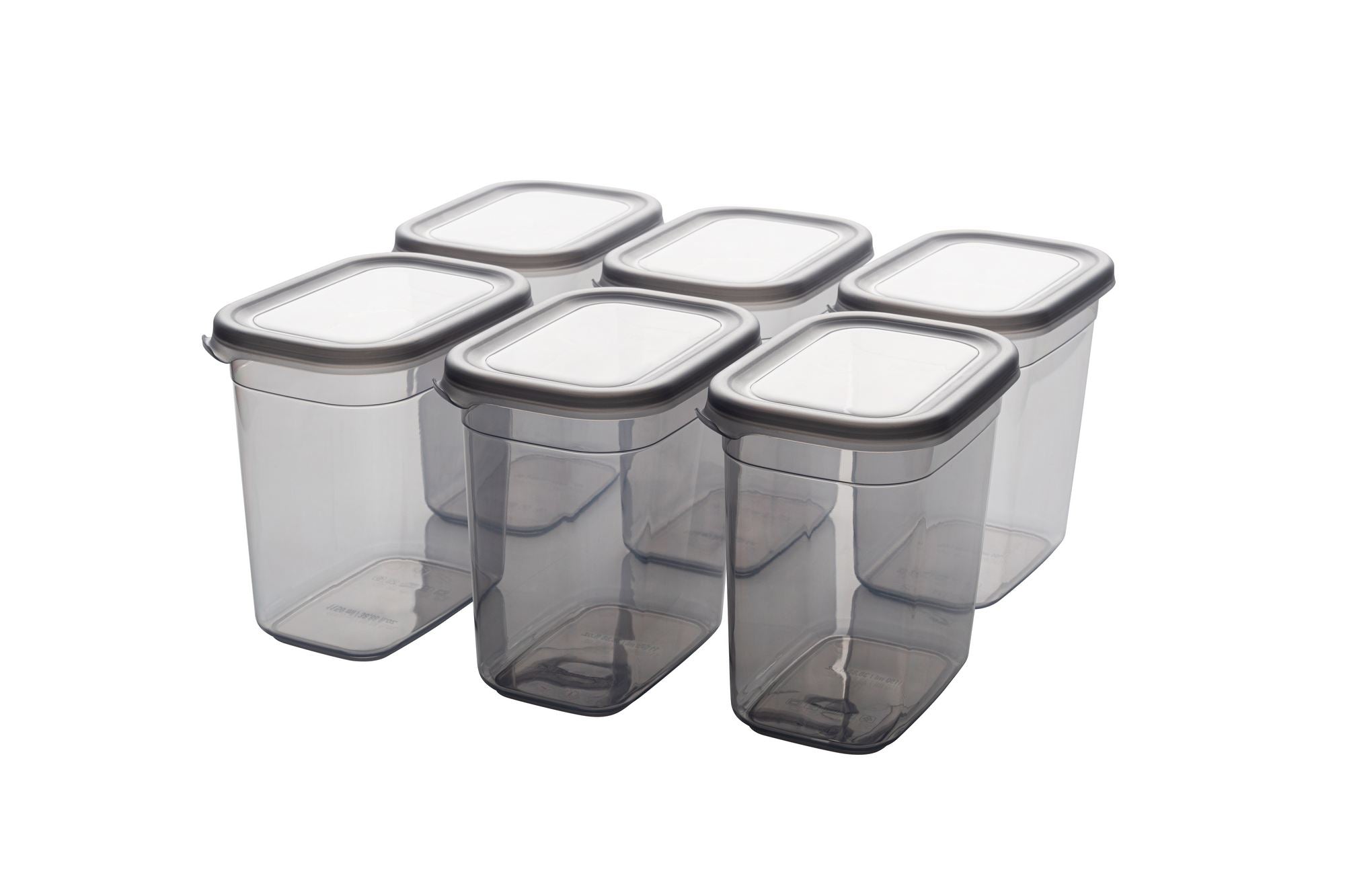 Conjunto de caixas de arrumação (6 peças) – 14 x 14 x 10 cm – Antracite – Plástico