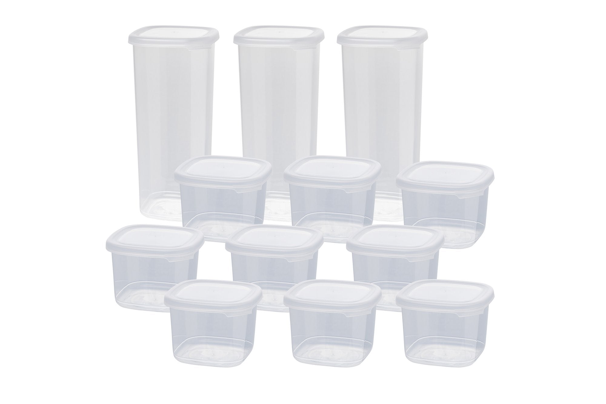 Conjunto de caixas de armazenamento – 10 x 10 x 9,5 cm e 10 x 10 x 24,5 cm – Branco – Plástico