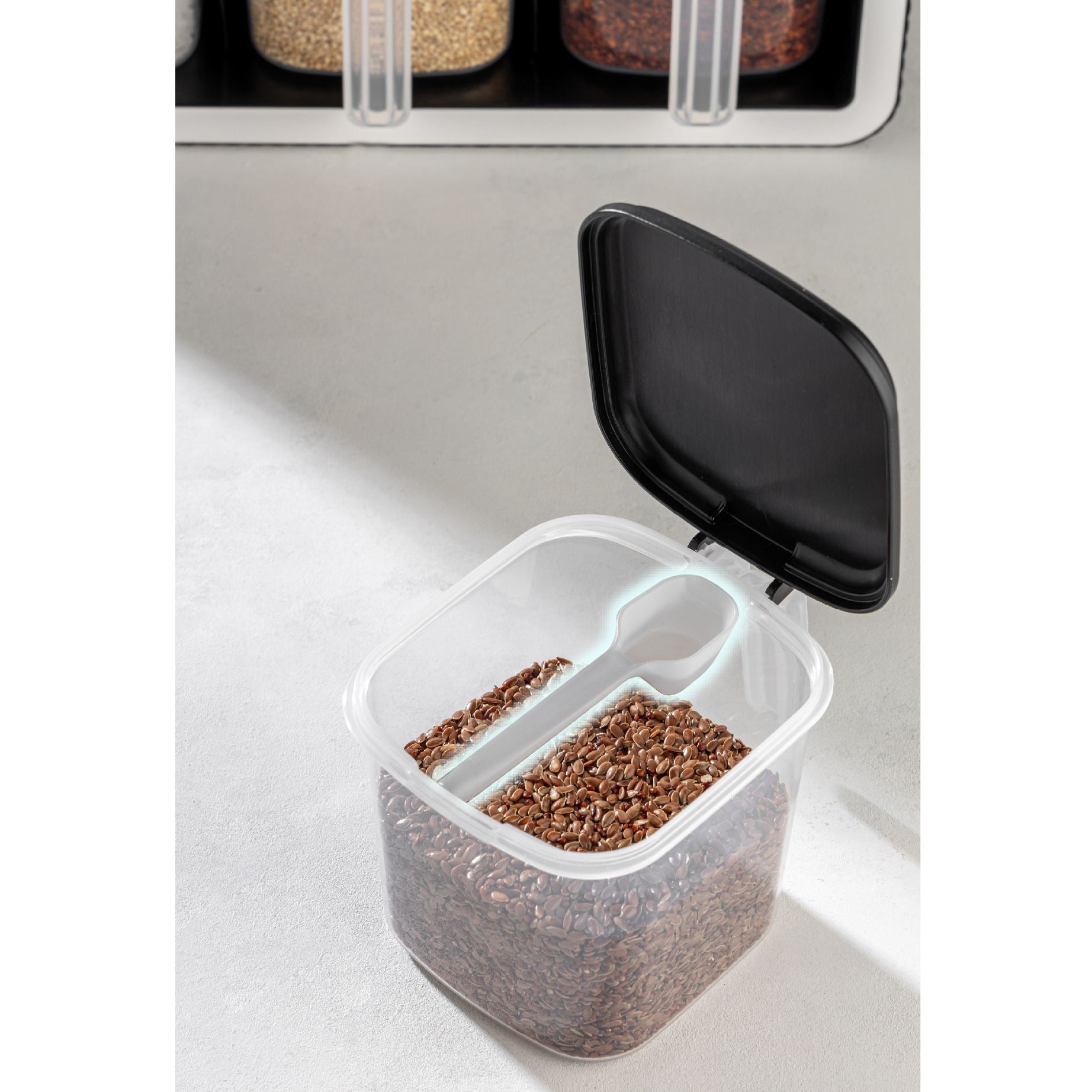 Conjunto de potes de especiarias – 550 ml – Antracite – Plástico