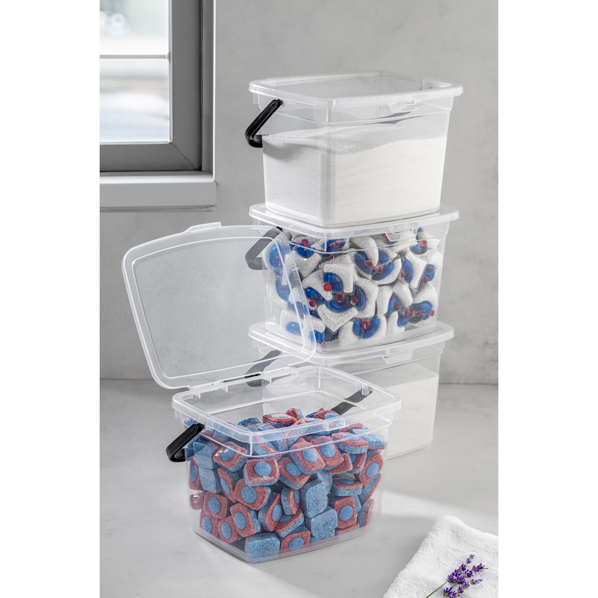 Conjunto de caixas de armazenamento (4 peças)-KARE4LDTRJN4LU-Branco