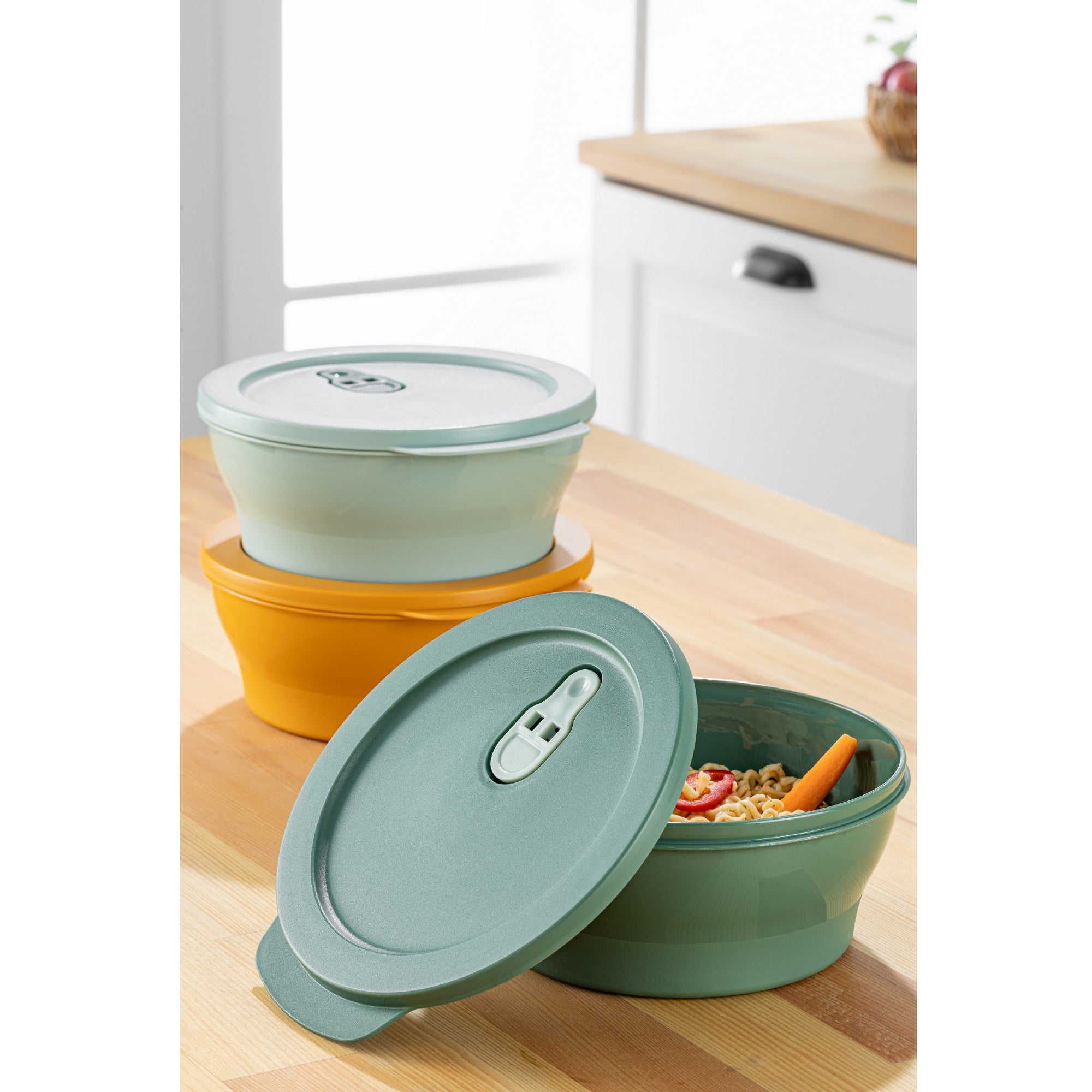 Conjunto de caixas de arrumação (3 peças) – 18,5 x 20 x 8 cm – Multicolorido – Plástico