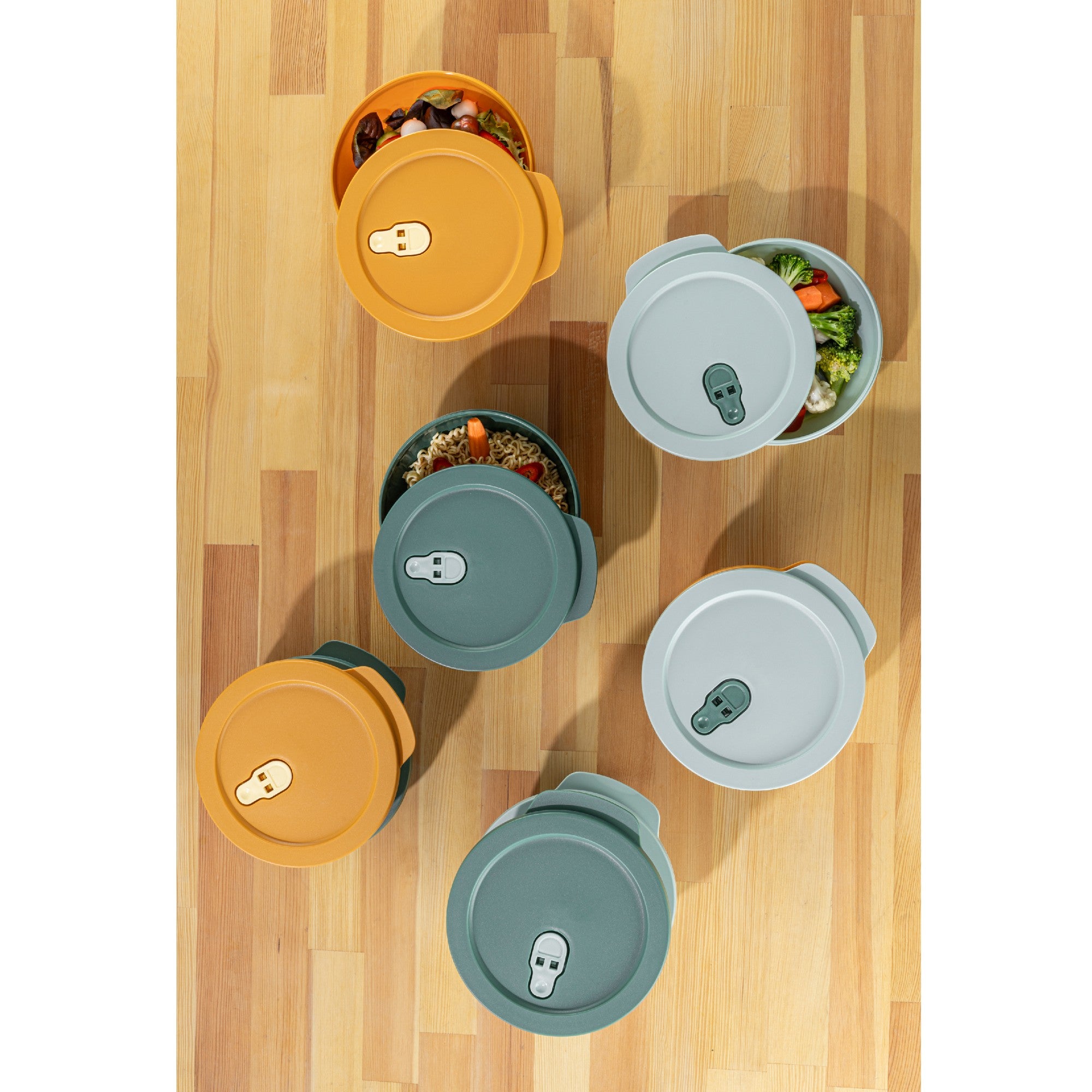 Conjunto de caixas de arrumação – 18,5 x 20 x 6 cm, 18,5 x 20 x 8 cm, 18,5 x 20 x 10 cm – Multicolorido – Plástico