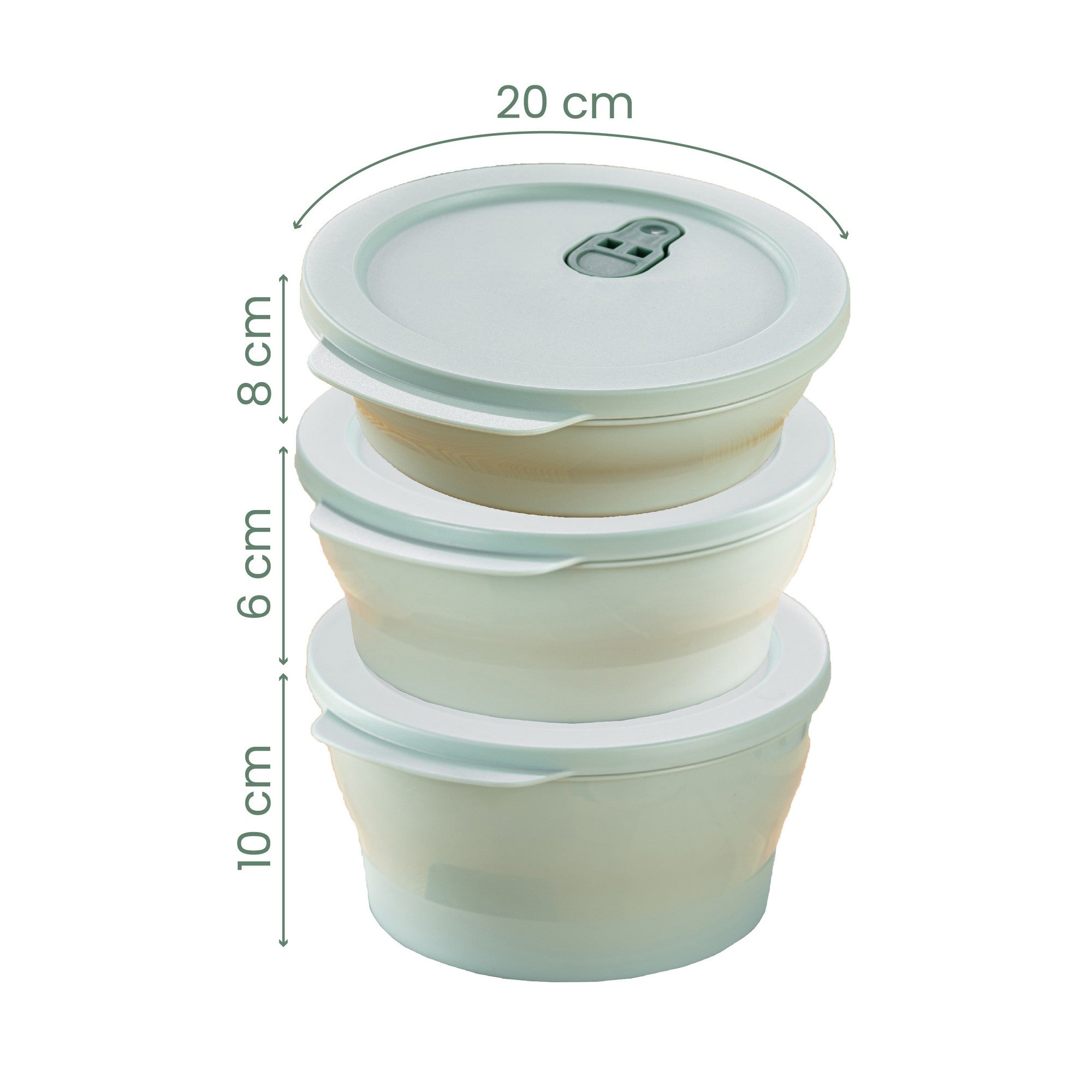 Conjunto de caixas de arrumação – 18,5 x 20 x 6 cm, 18,5 x 20 x 8 cm, 18,5 x 20 x 10 cm – Multicolorido – Plástico