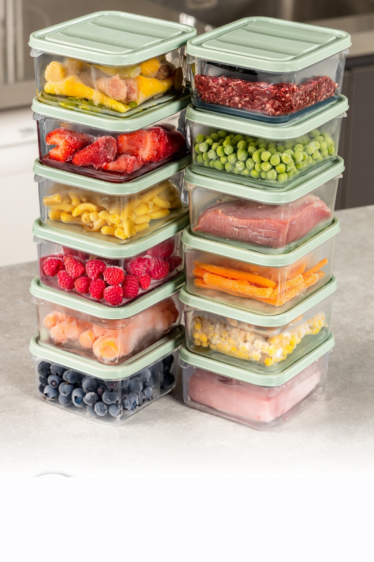 Conjunto de caixas de arrumação – 9 x 10.5 x 5.5 cm – Hortelã – Plástico