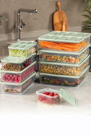 Conjunto de caixas de armazenamento – 11 x 30 x 7 cm, 23 x 15 x 7 cm, 9 x 10,5 x 5,5 cm, 23 x 29,5 x 6,5 cm – Hortelã – Plástico