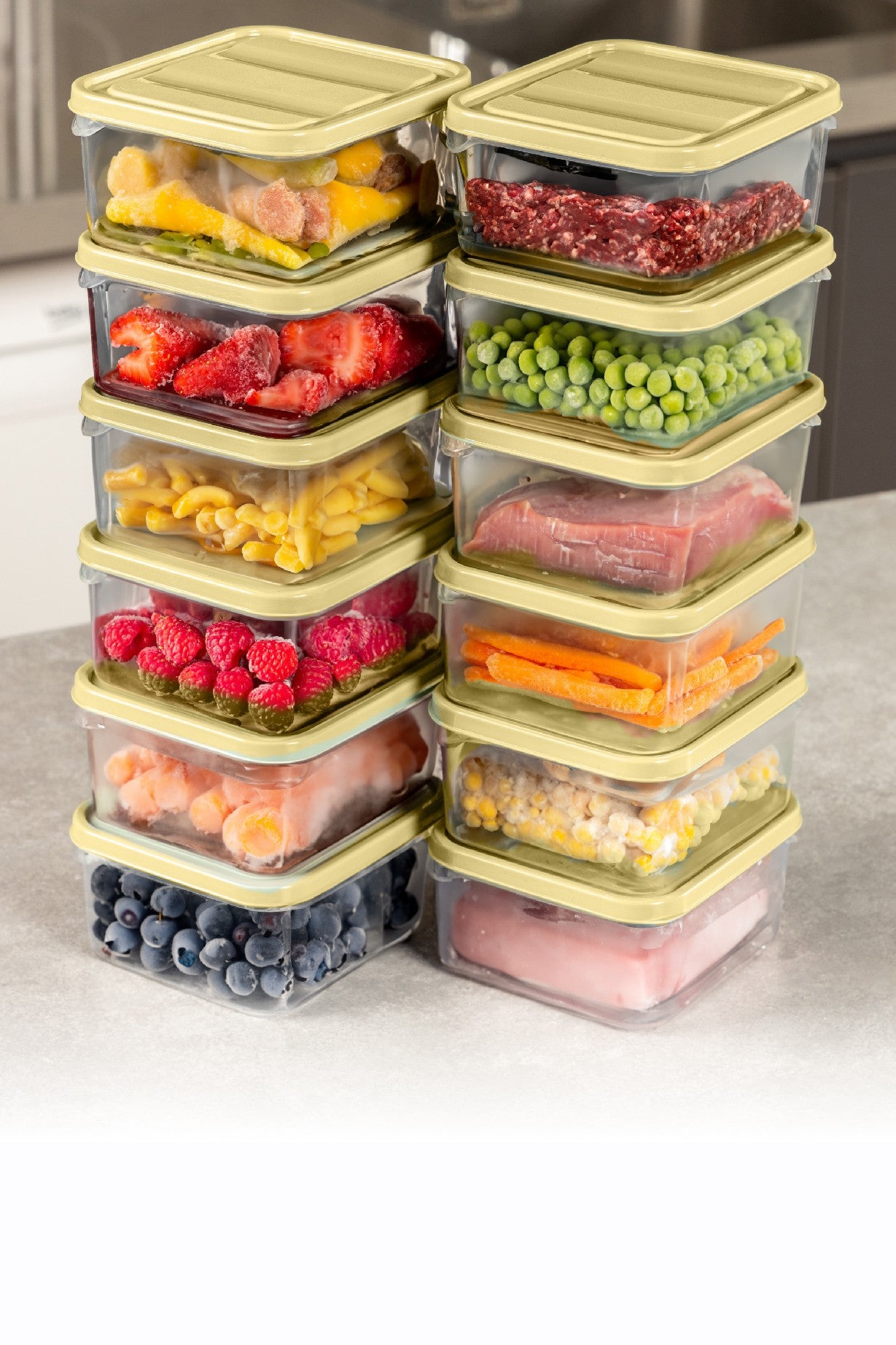 Conjunto de caixas de arrumação – 9 x 10,5 x 5,5 cm – Amarelo – Plástico