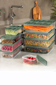 Conjunto de caixas de armazenamento – 13 peças – Verde – Plástico