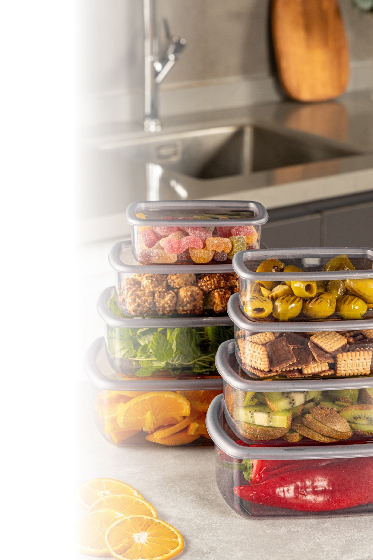 Conjunto de caixas de armazenamento – 8 peças – Antracite – Plástico