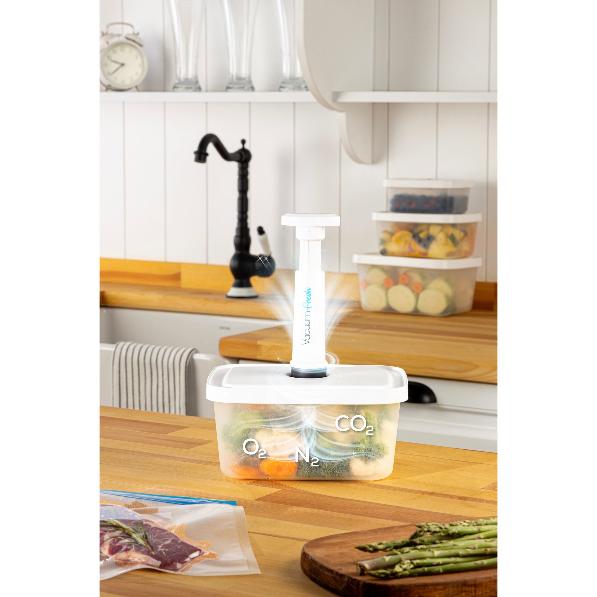 Conjunto de caixa de armazenamento e saco para armazenamento de alimentos (7 peças)-VCC-7-PMP-Transparente