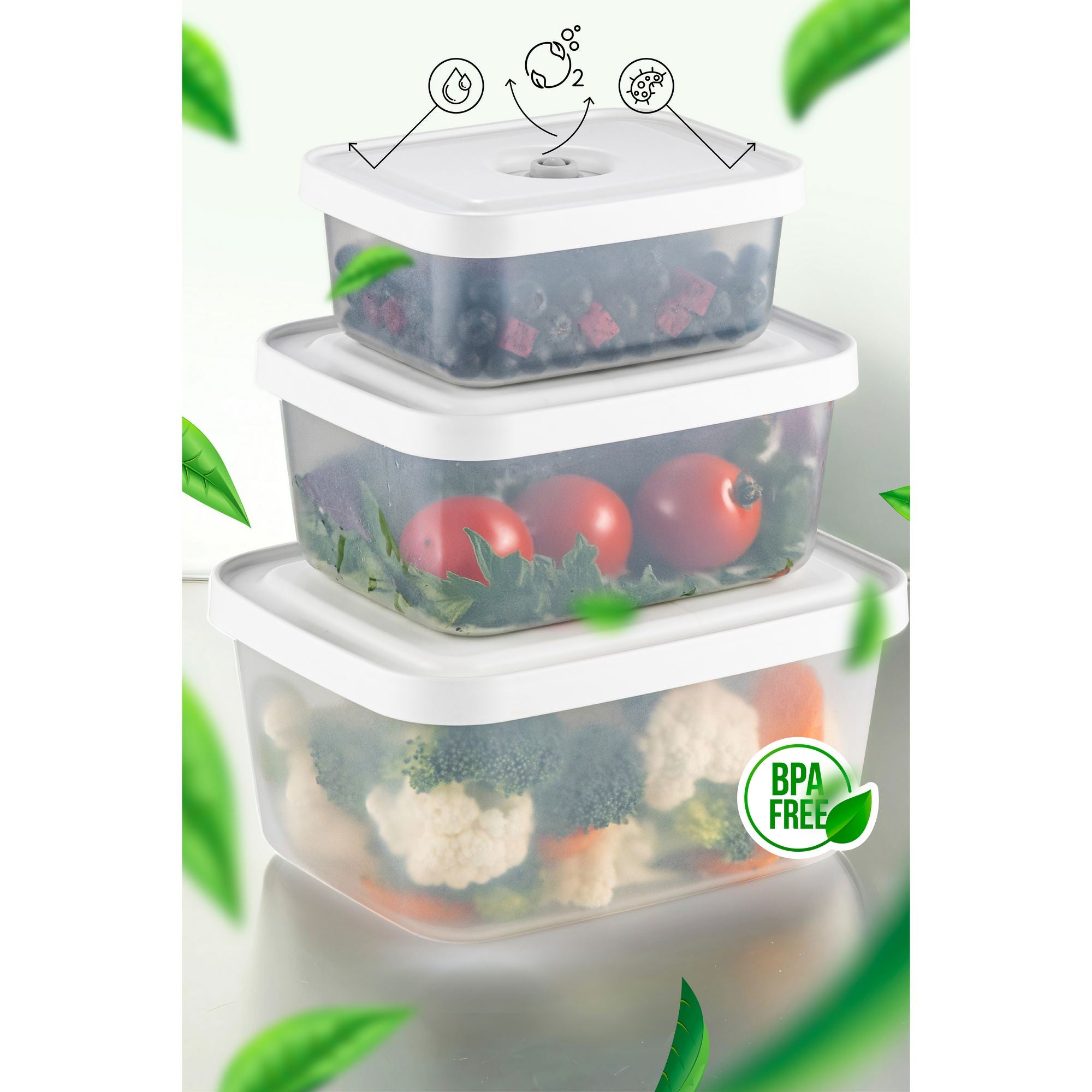 Conjunto de caixa de armazenamento e saco para armazenamento de alimentos (7 peças)-VCC-7-PMP-Transparente