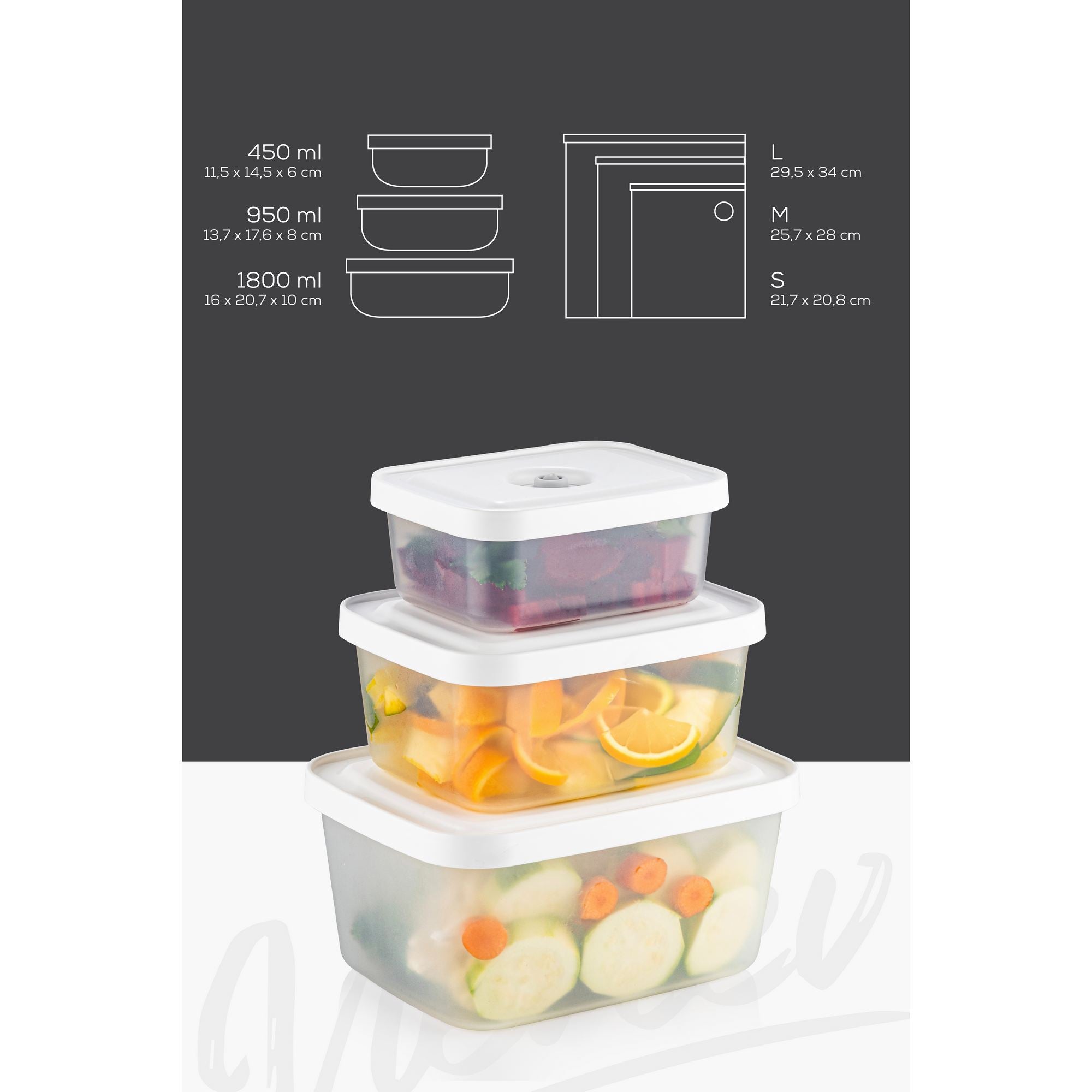 Conjunto de caixa de armazenamento e saco para armazenamento de alimentos (7 peças)-VCC-7-PMP-Transparente