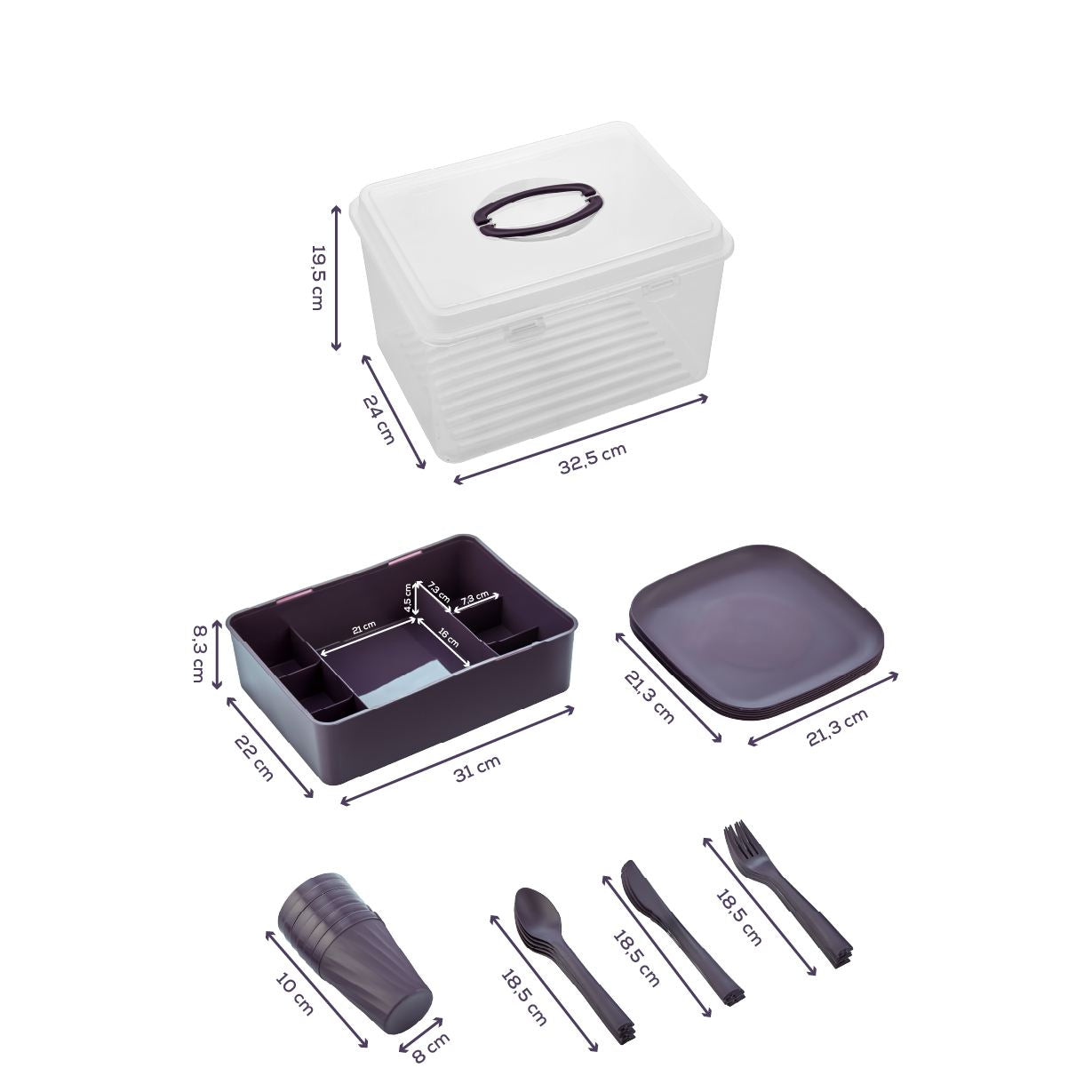 Conjunto de piquenique-Dp-71-Roxo