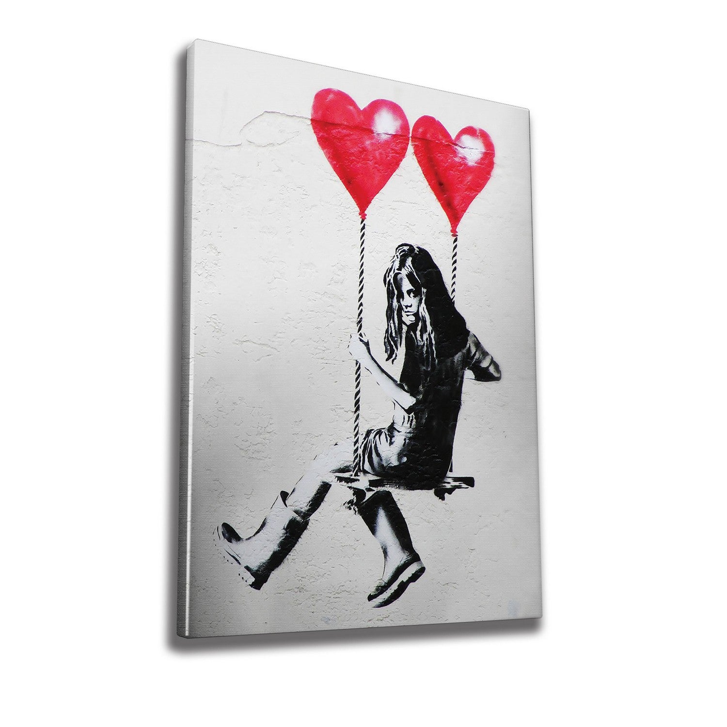 Impressionante tela decorativa de Banksy, 50 x 70 cm, 50% algodão/50% poliéster, emoldurada em madeira de 2 x 3 cm | Perfeito para amantes da arte moderna