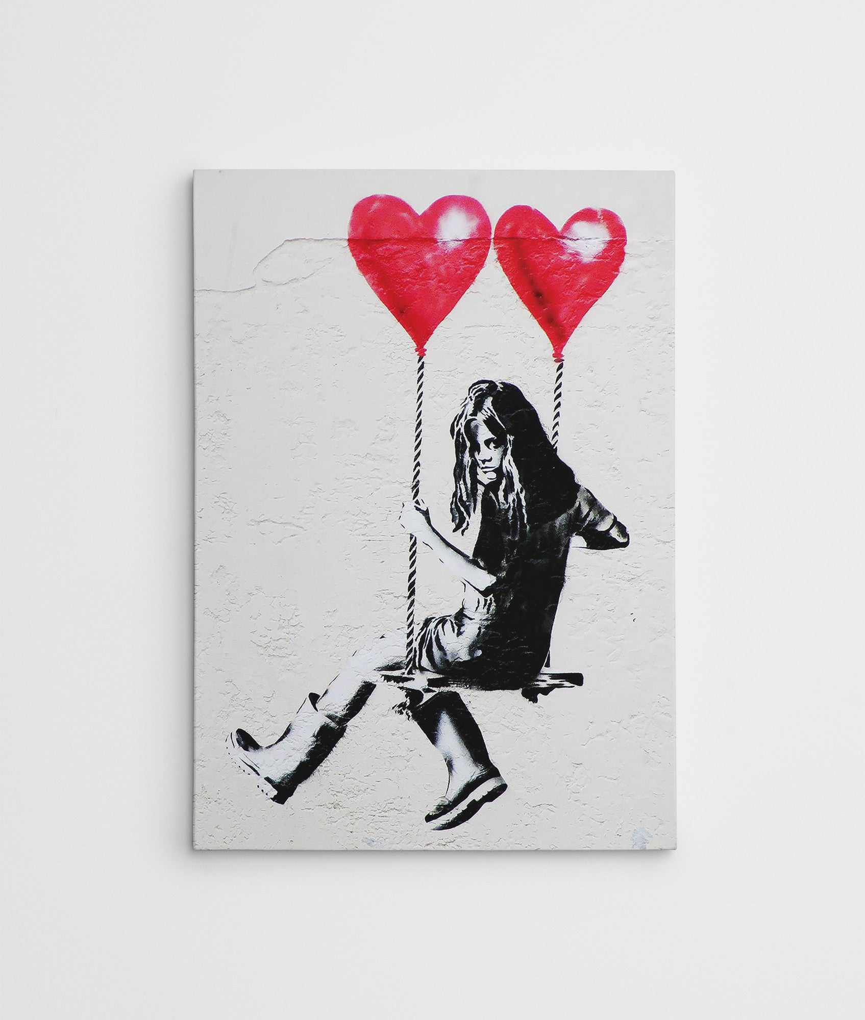 Impressionante tela decorativa de Banksy, 70 x 100 cm, 50% algodão/50% poliéster, emoldurada com moldura de madeira de 2 x 3 cm | Perfeito para decoração moderna