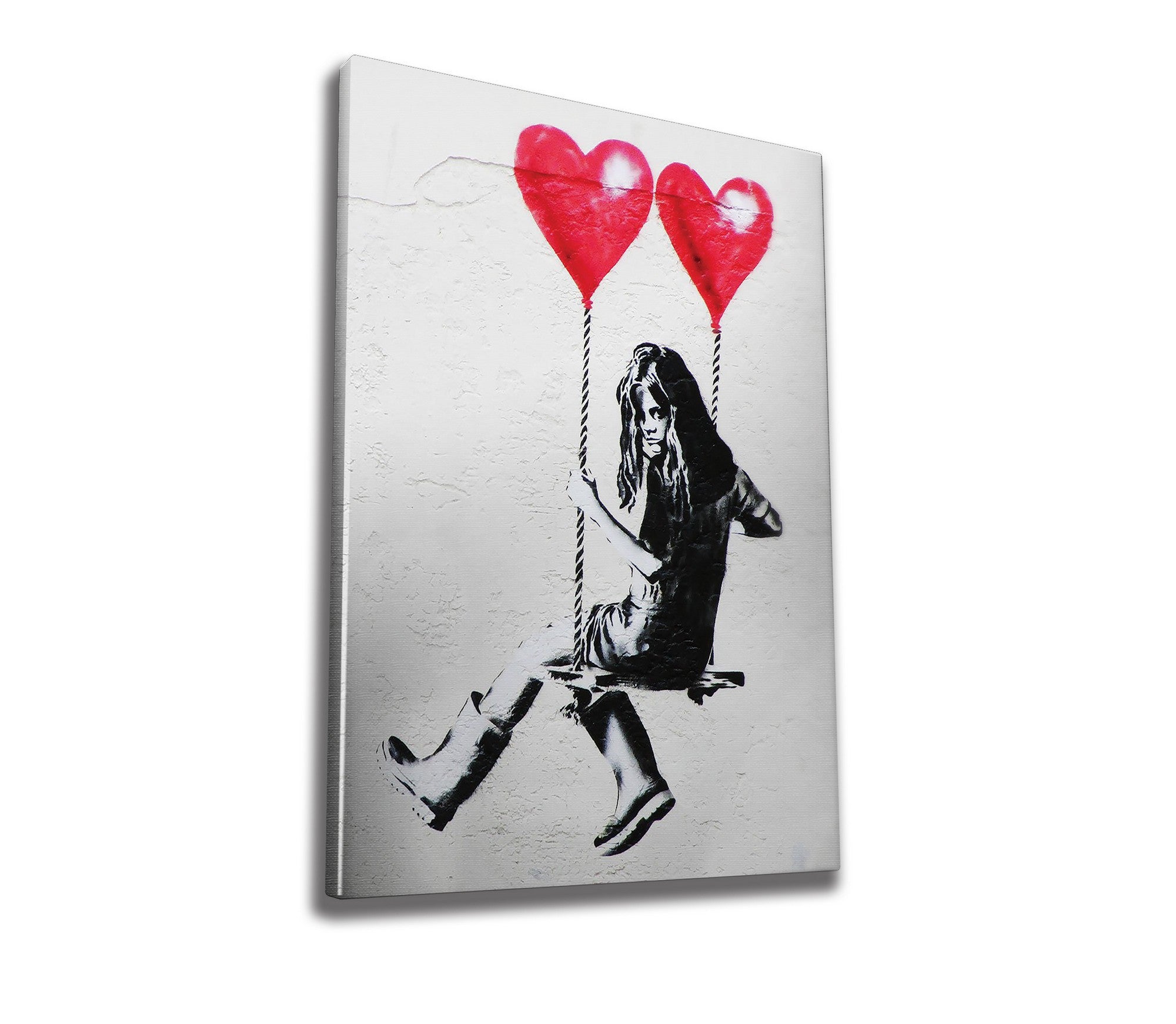 Impressionante tela decorativa de Banksy, 70 x 100 cm, 50% algodão/50% poliéster, emoldurada com moldura de madeira de 2 x 3 cm | Perfeito para decoração moderna