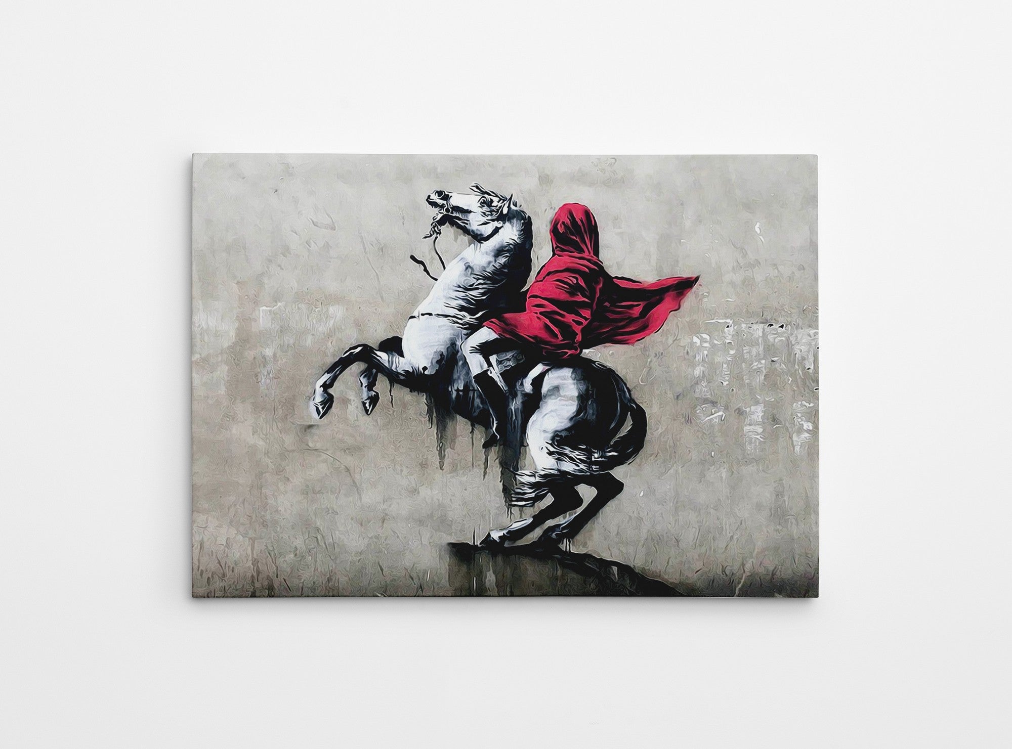 Impressionante tela decorativa de Banksy, 70 x 100 cm, 50% algodão/50% poliéster, emoldurada com moldura de madeira de 2 x 3 cm | Perfeito para decoração moderna