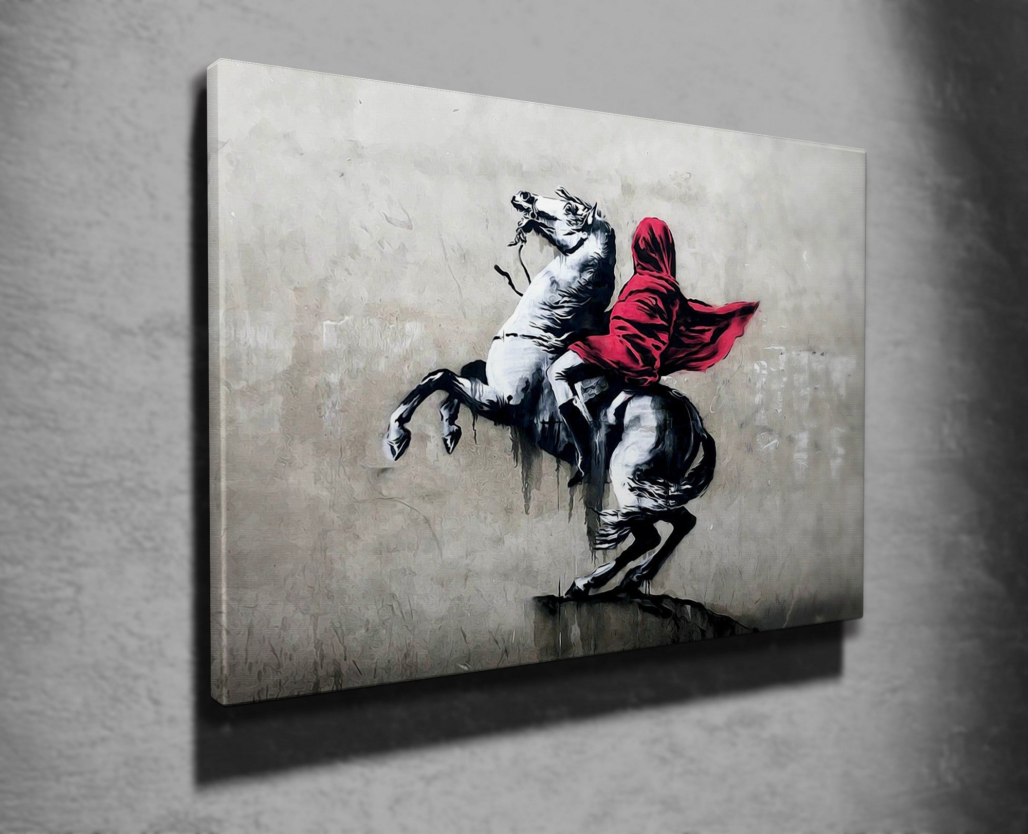 Impressionante tela decorativa de Banksy, 70 x 100 cm, 50% algodão/50% poliéster, emoldurada com moldura de madeira de 2 x 3 cm | Perfeito para decoração moderna