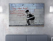 Impressionante tela decorativa de Banksy, 50 x 70 cm, 50% algodão/50% poliéster, emoldurada em madeira de 2 x 3 cm | Perfeito para amantes da arte moderna