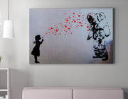 Impressionante tela decorativa de Banksy, 70 x 100 cm, 50% algodão/50% poliéster, emoldurada com moldura de madeira de 2 x 3 cm | Perfeito para decoração moderna