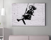 Impressionante tela decorativa de Banksy, 50 x 70 cm, 50% algodão/50% poliéster, emoldurada em madeira de 2 x 3 cm | Perfeito para amantes da arte moderna