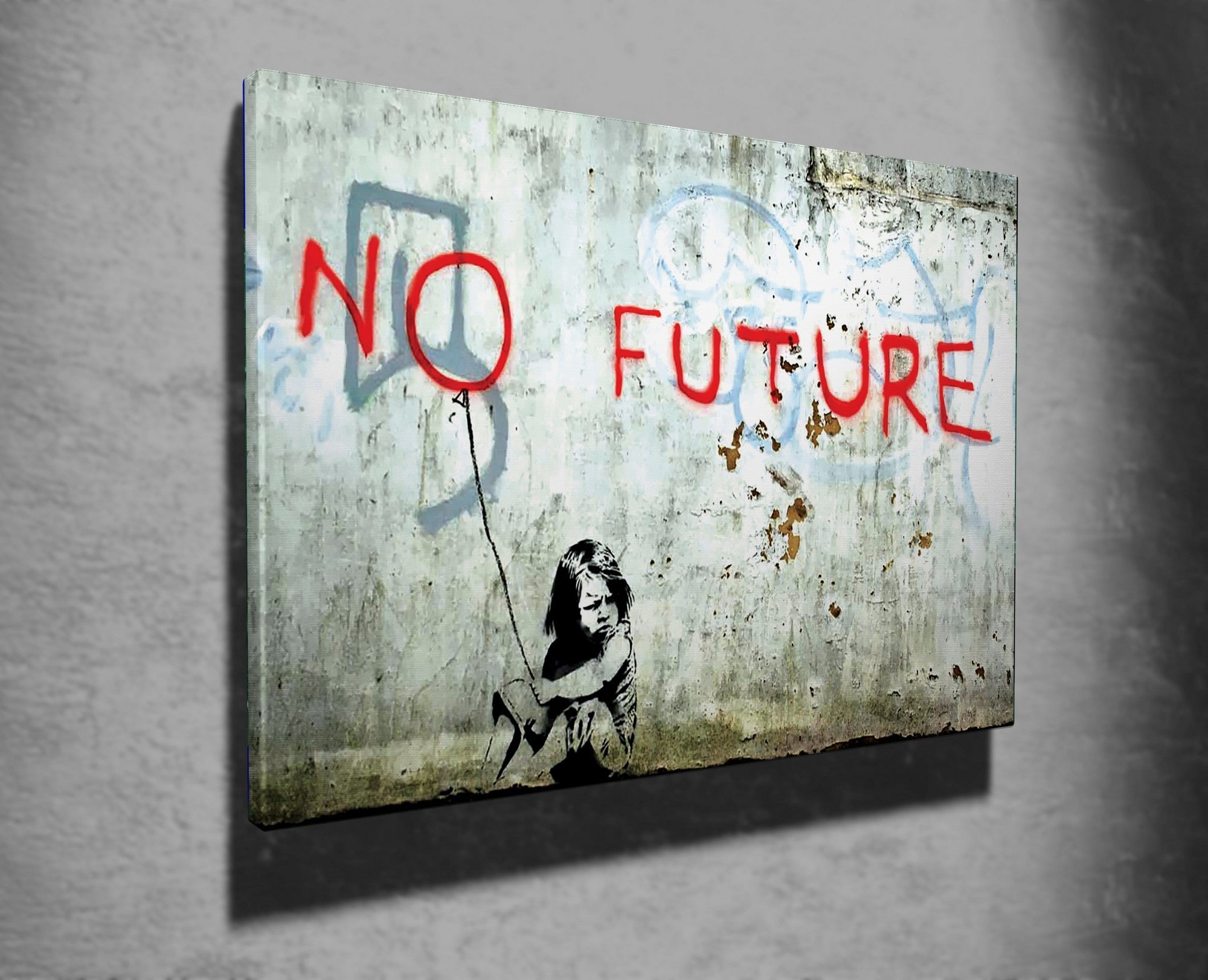Impressionante tela decorativa de Banksy, 50 x 70 cm, 50% algodão/50% poliéster, emoldurada em madeira de 2 x 3 cm | Perfeito para amantes da arte moderna