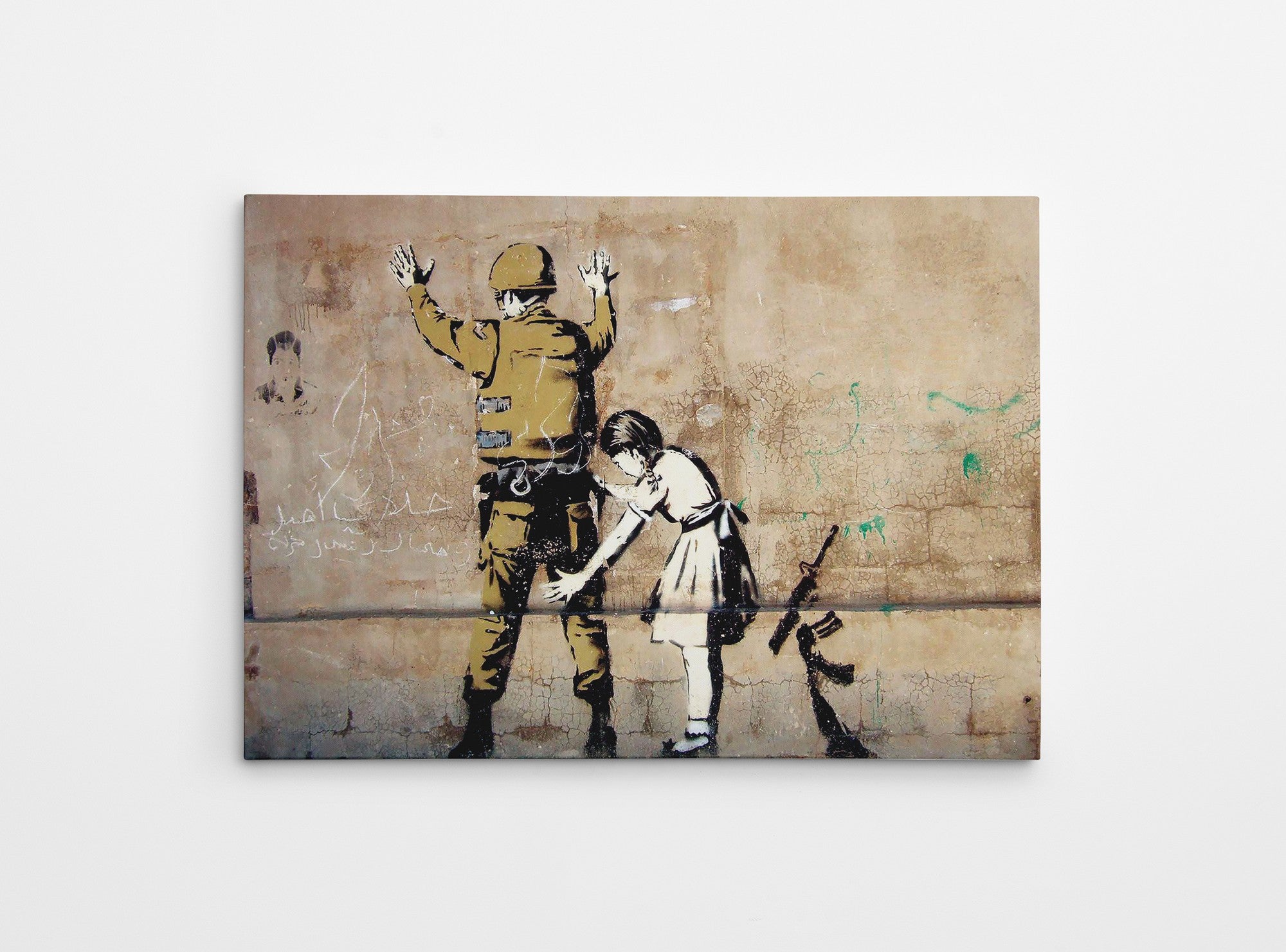 Impressionante tela decorativa de Banksy, 50 x 70 cm, 50% algodão/50% poliéster, emoldurada em madeira de 2 x 3 cm | Perfeito para amantes da arte moderna