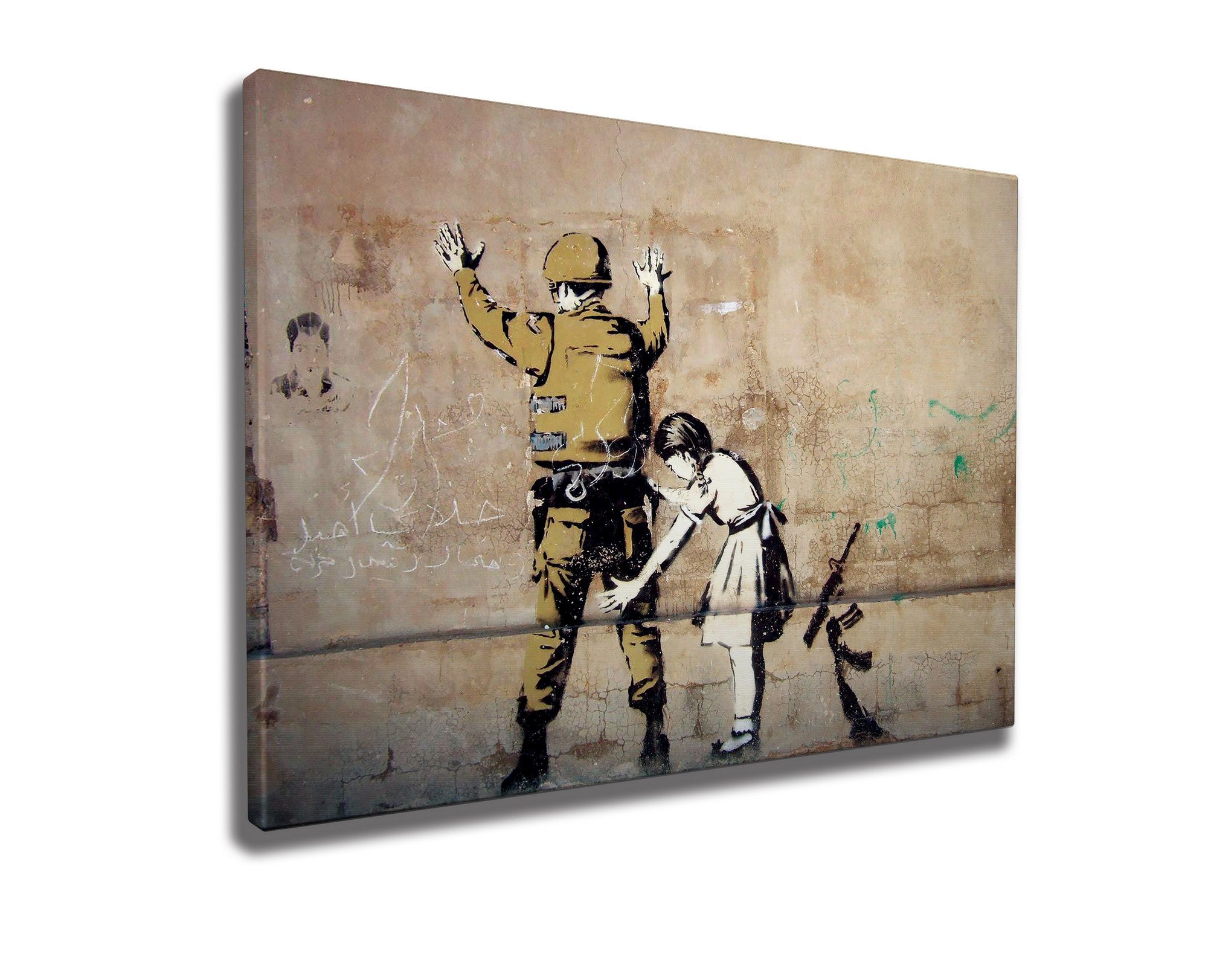 Impressionante tela decorativa de Banksy, 50 x 70 cm, 50% algodão/50% poliéster, emoldurada em madeira de 2 x 3 cm | Perfeito para amantes da arte moderna