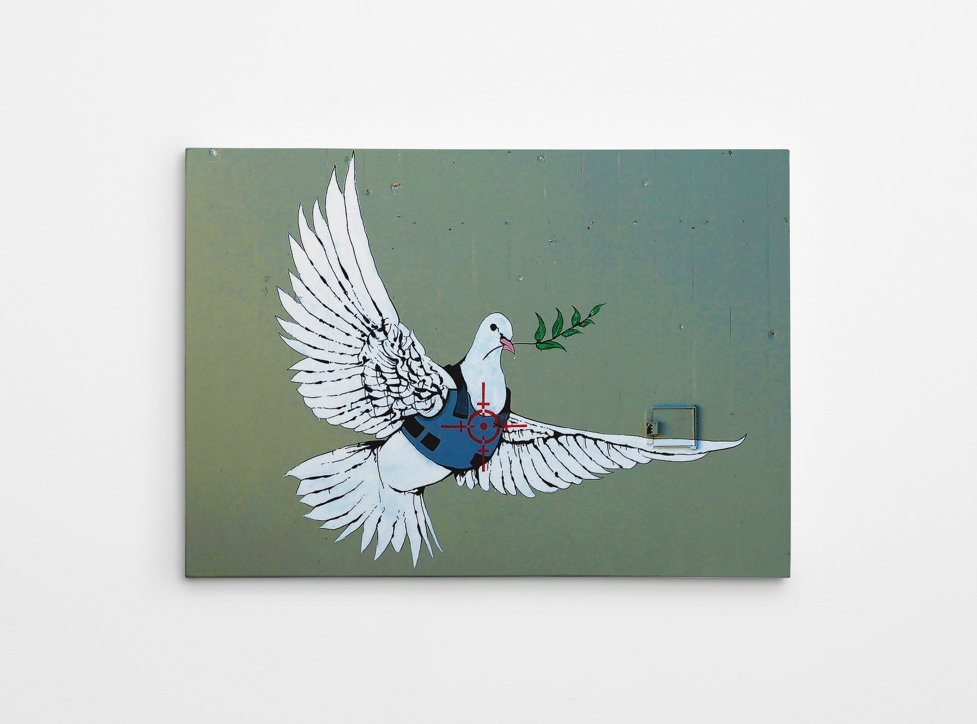 Impressionante tela decorativa de Banksy, 50 x 70 cm, 50% algodão/50% poliéster, emoldurada em madeira de 2 x 3 cm | Perfeito para amantes da arte moderna