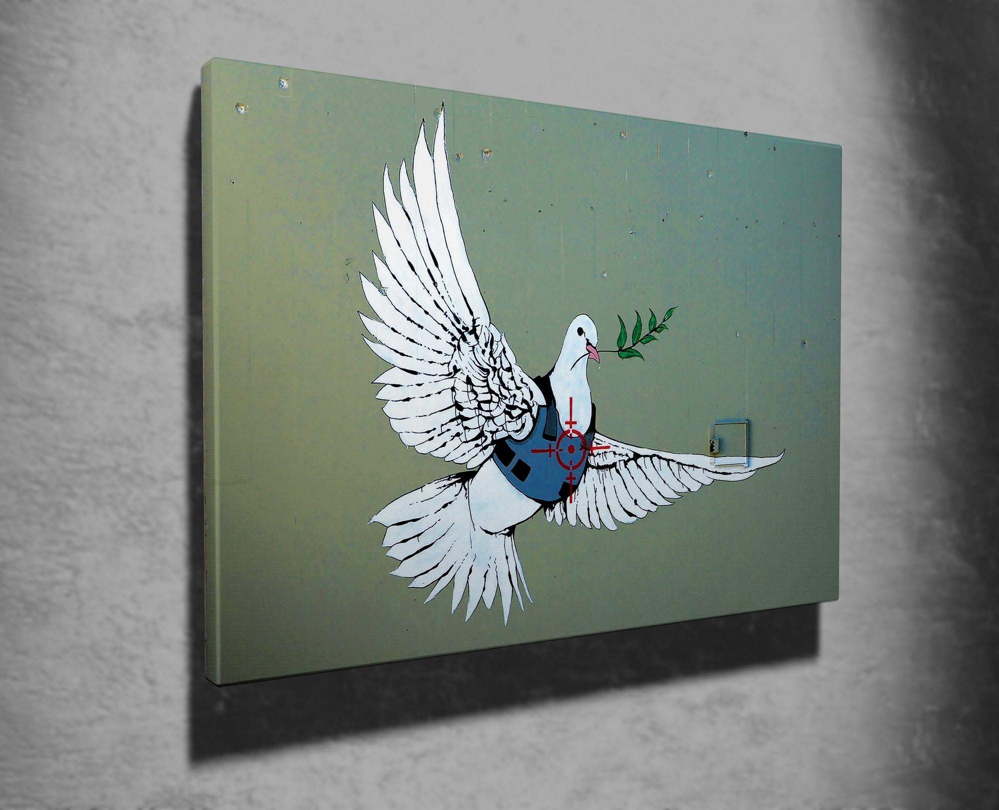 Impressionante tela decorativa de Banksy, 50 x 70 cm, 50% algodão/50% poliéster, emoldurada em madeira de 2 x 3 cm | Perfeito para amantes da arte moderna