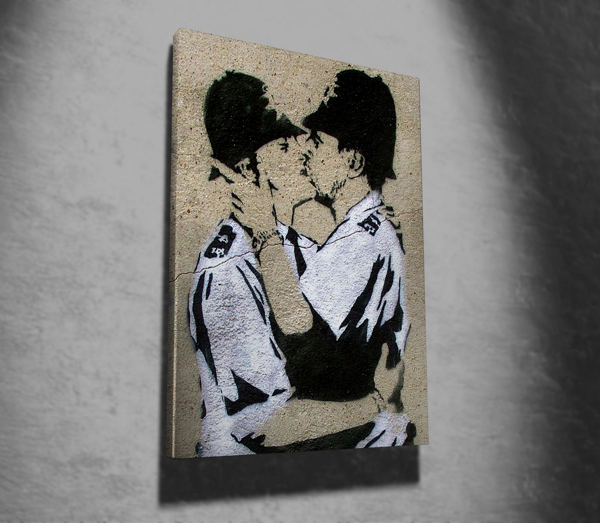 Impressionante tela decorativa de Banksy, 50 x 70 cm, 50% algodão/50% poliéster, emoldurada em madeira de 2 x 3 cm | Perfeito para amantes da arte moderna